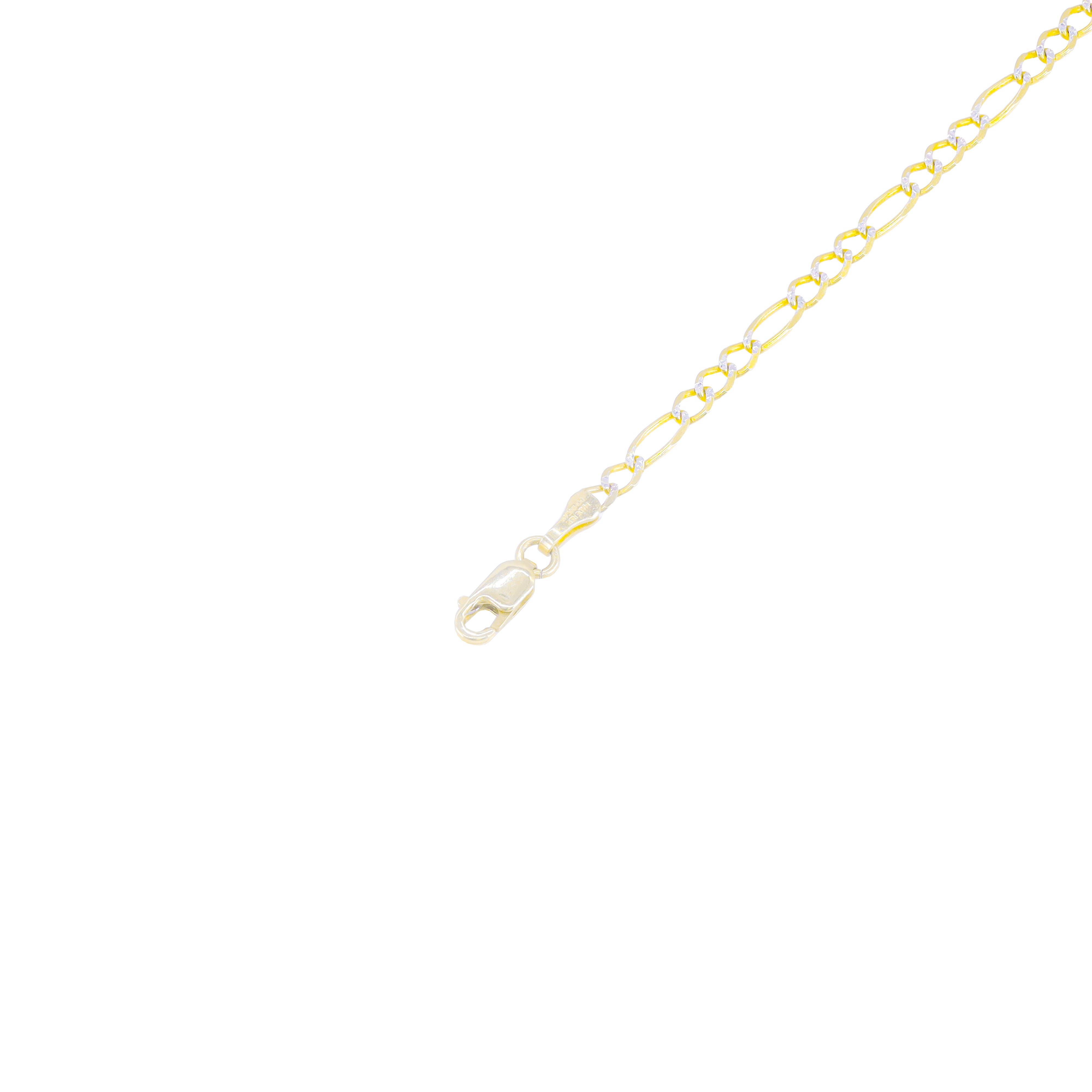10KT Solid Two-Tone Gold Figaro Bracelet