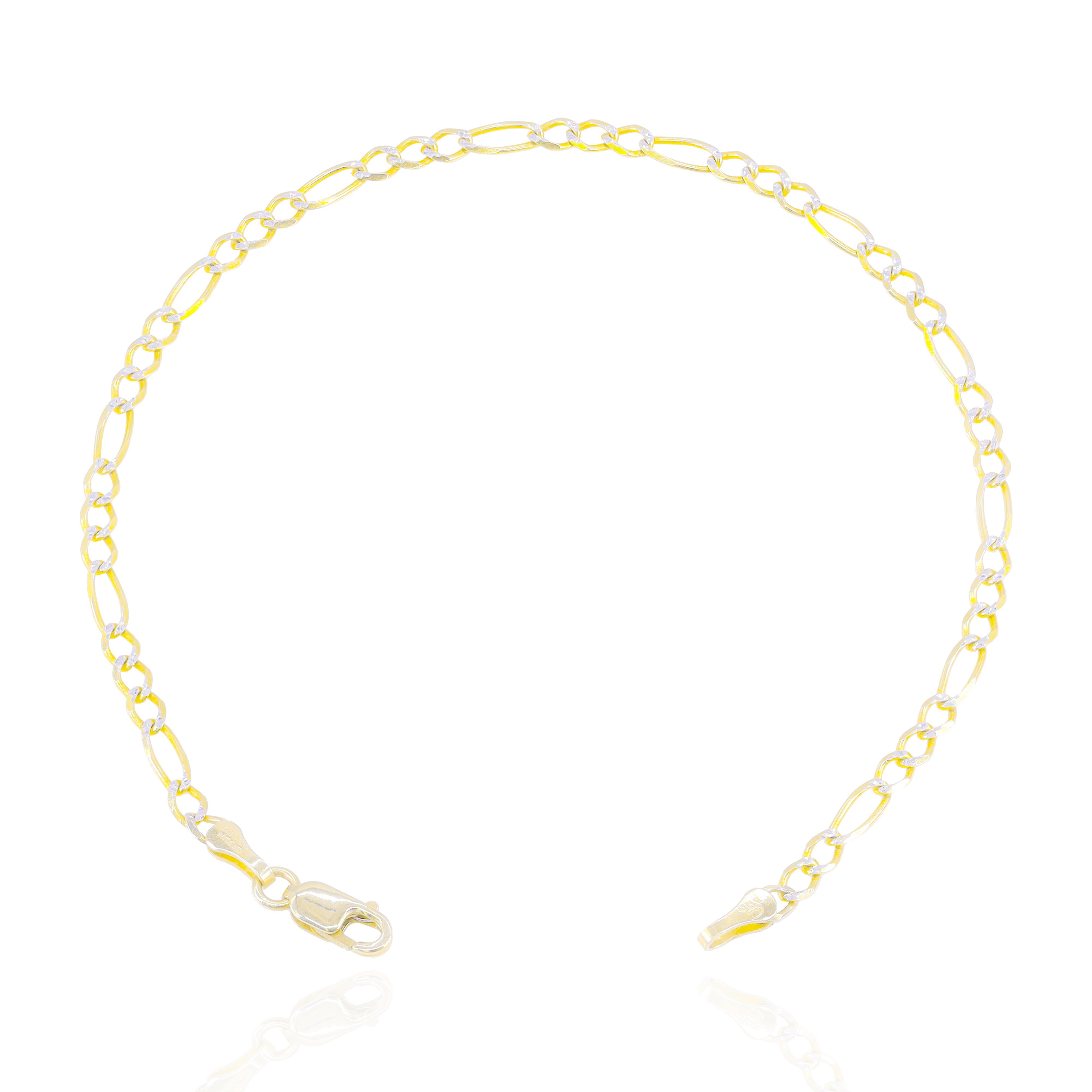 10KT Solid Two-Tone Gold Figaro Bracelet