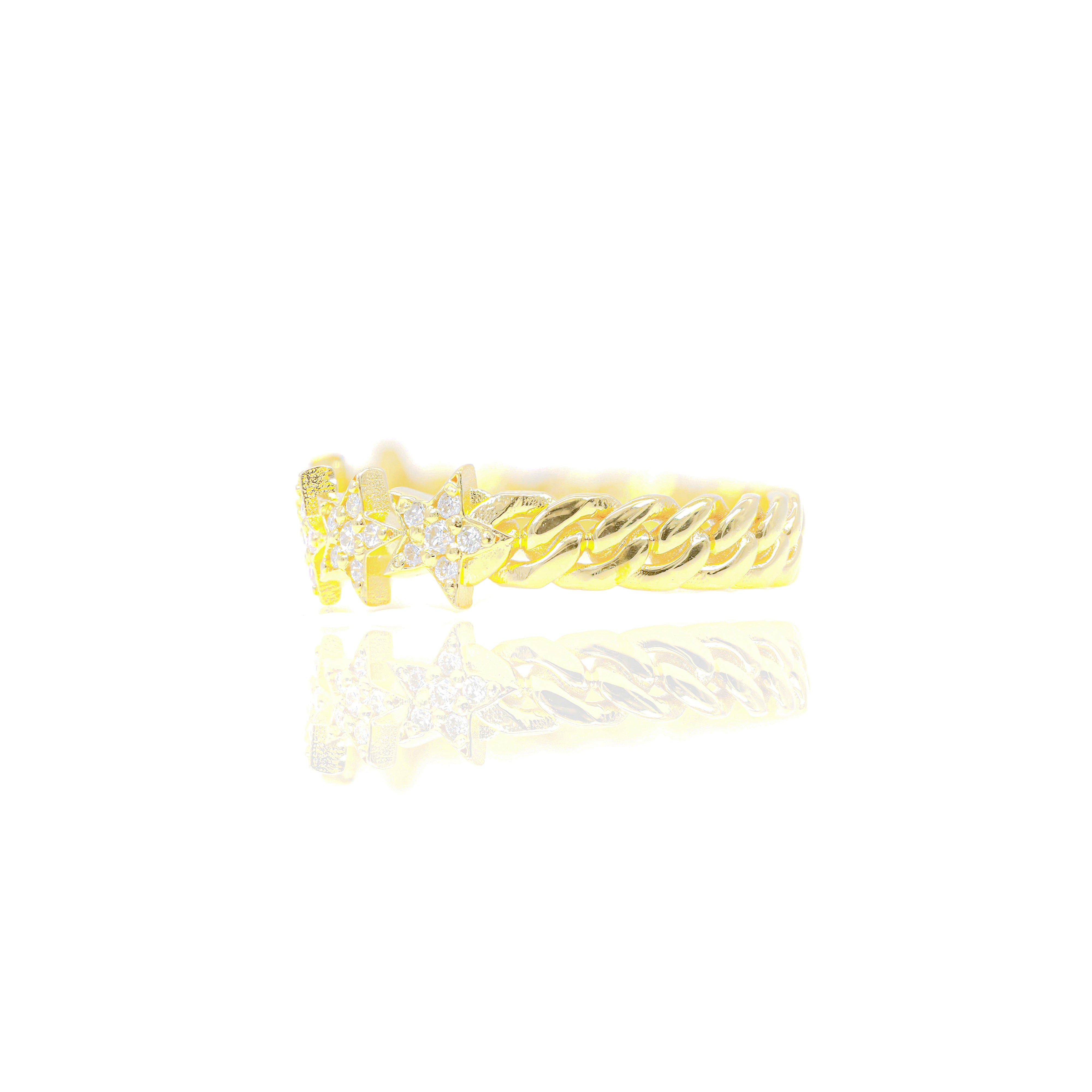 Star Diamond Ring with Cuban Gold Band