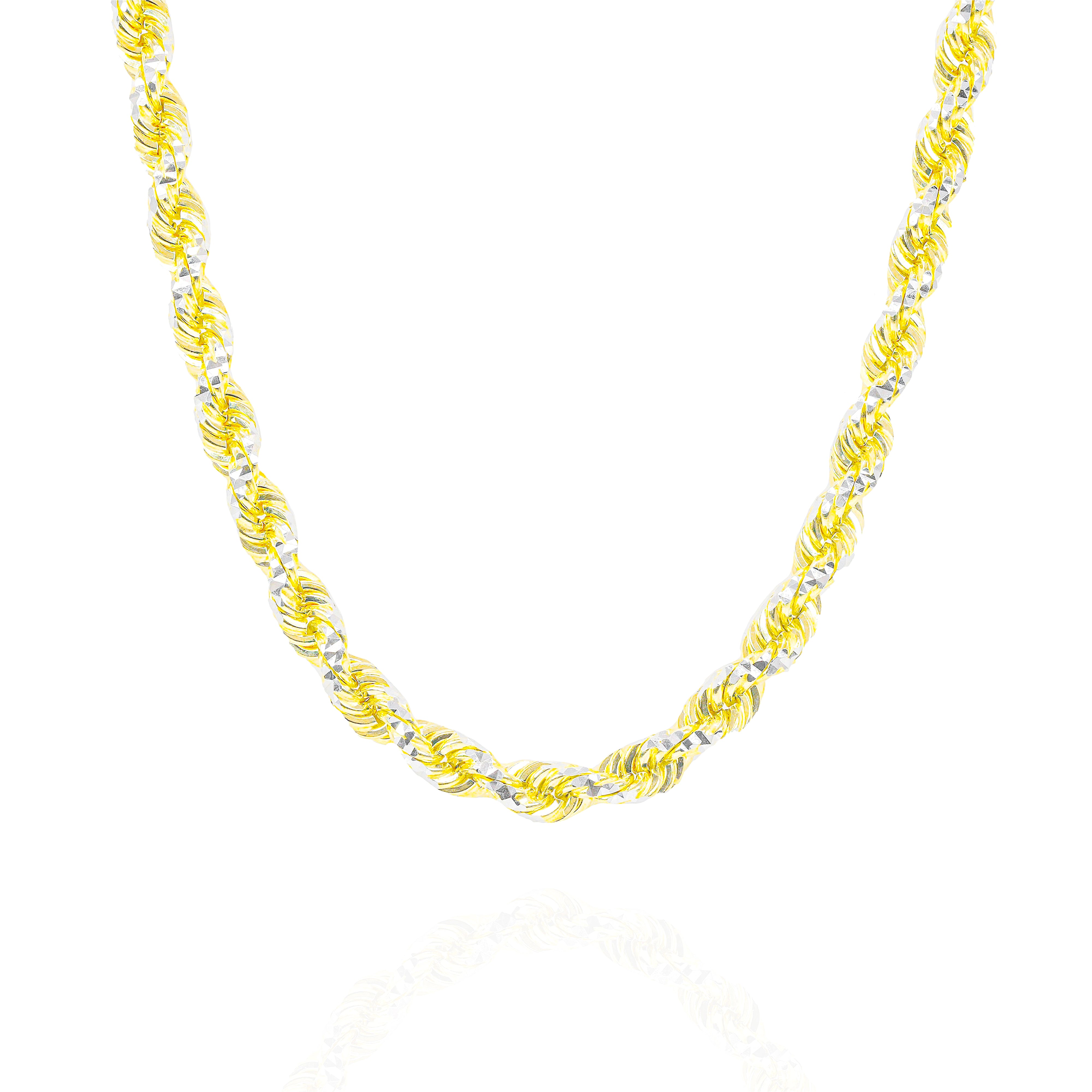 14KT Two-Tone Diamond Cut Rope Yellow Gold Chain