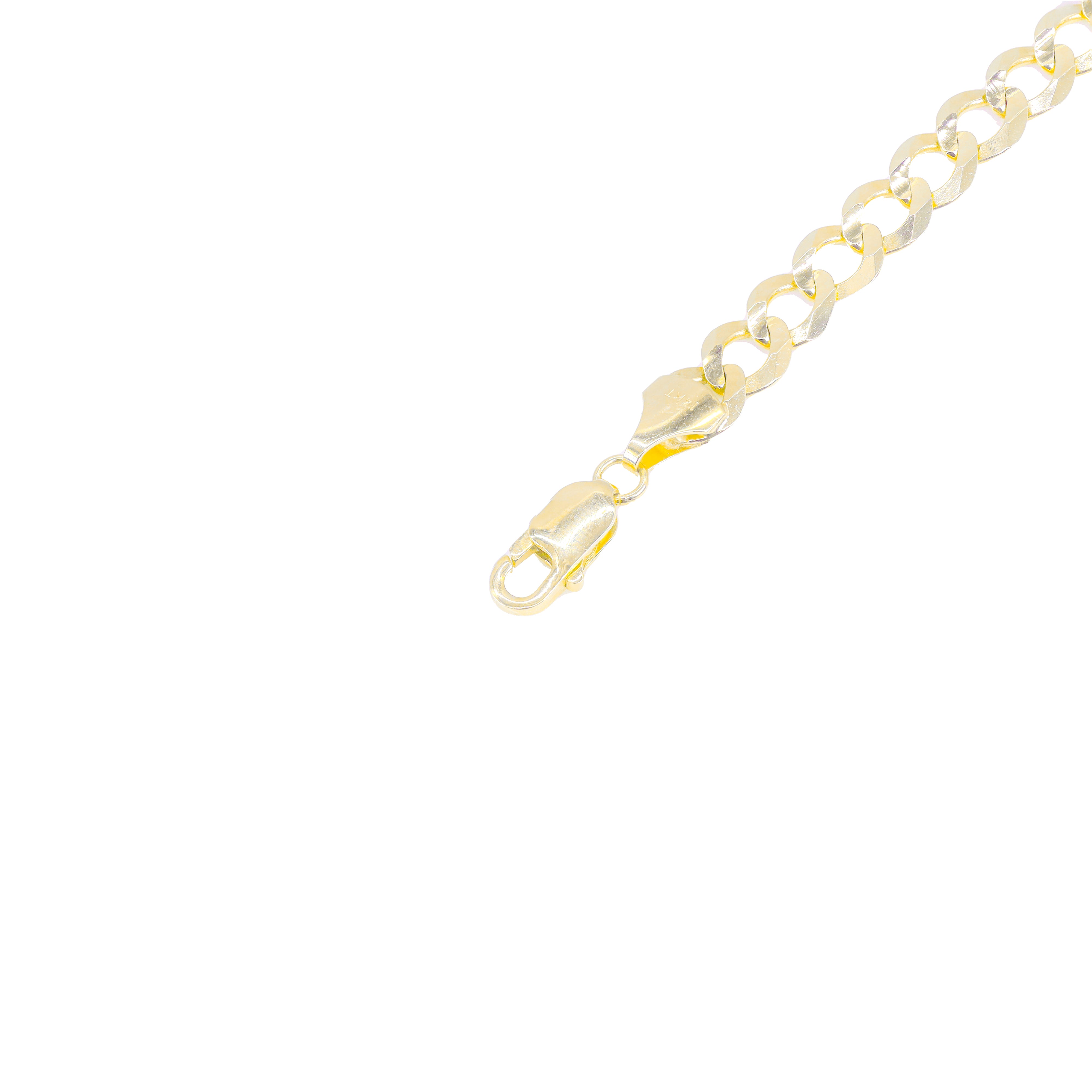 14KT Solid Flat Curved Cuban Yellow Gold Chain