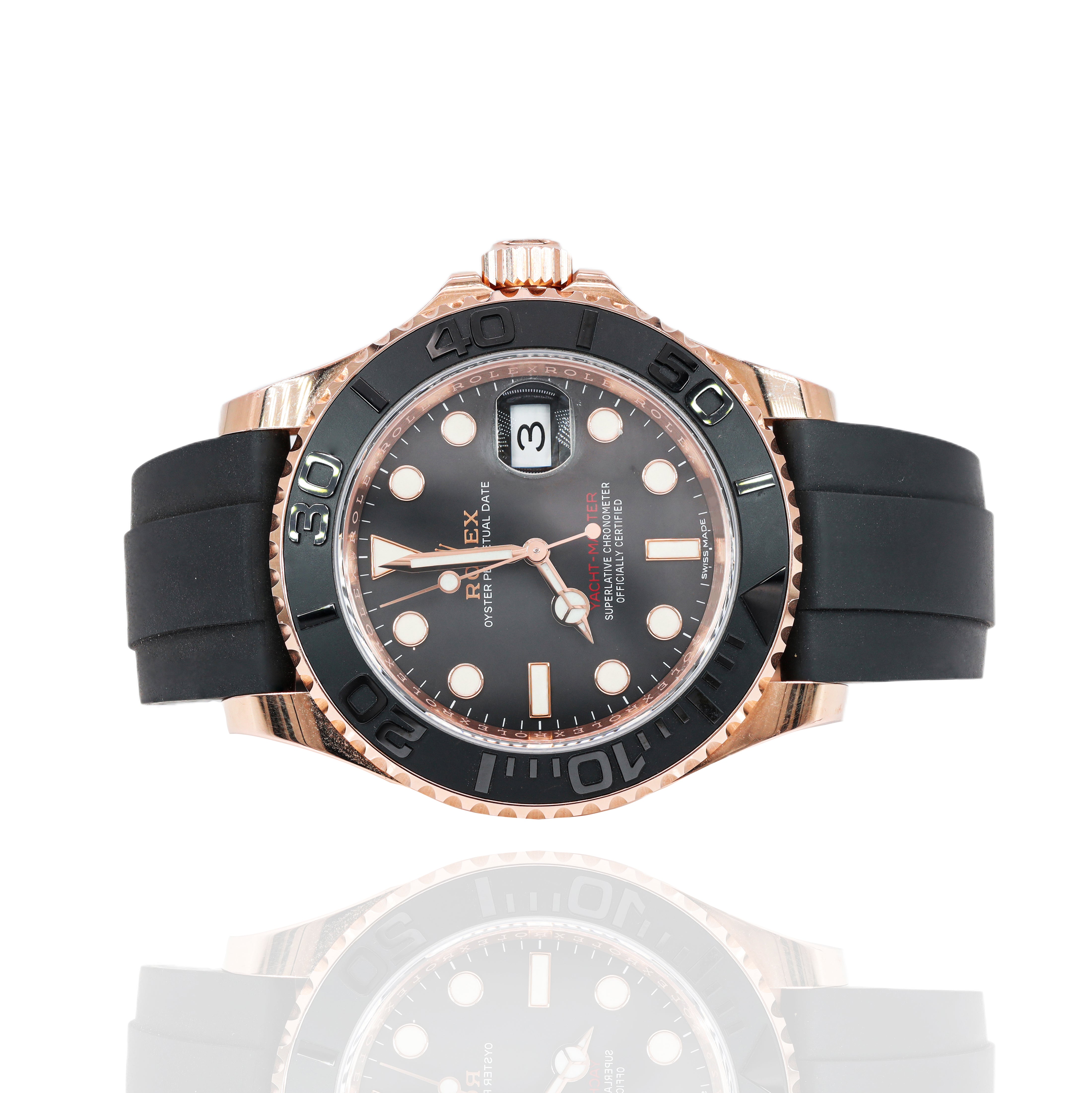 Rolex 116655 Yacht-Master 18k Everose Gold 40mm Oysterflex Black Dial