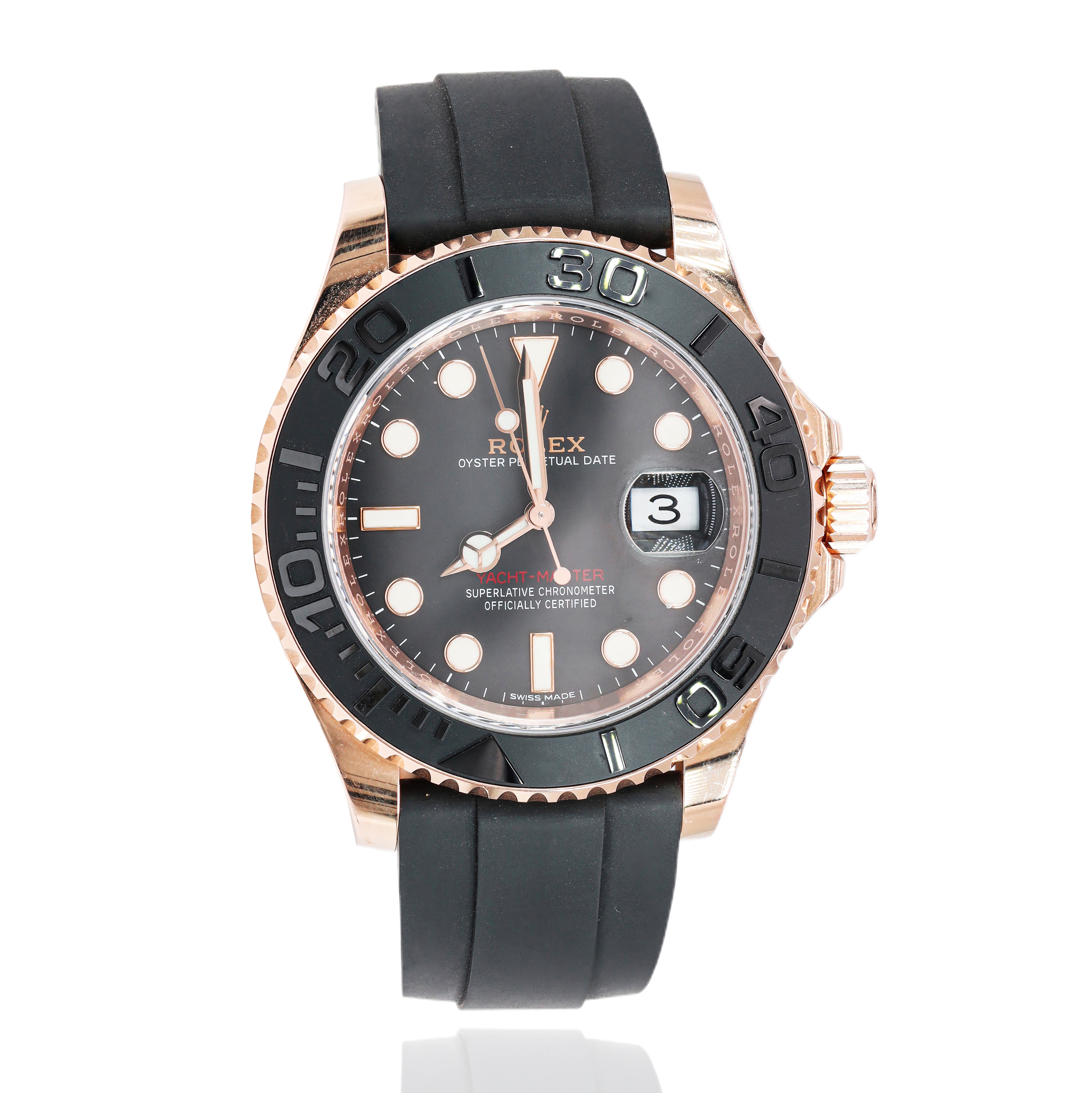 Rolex 116655 Yacht-Master 18k Everose Gold 40mm Oysterflex Black Dial