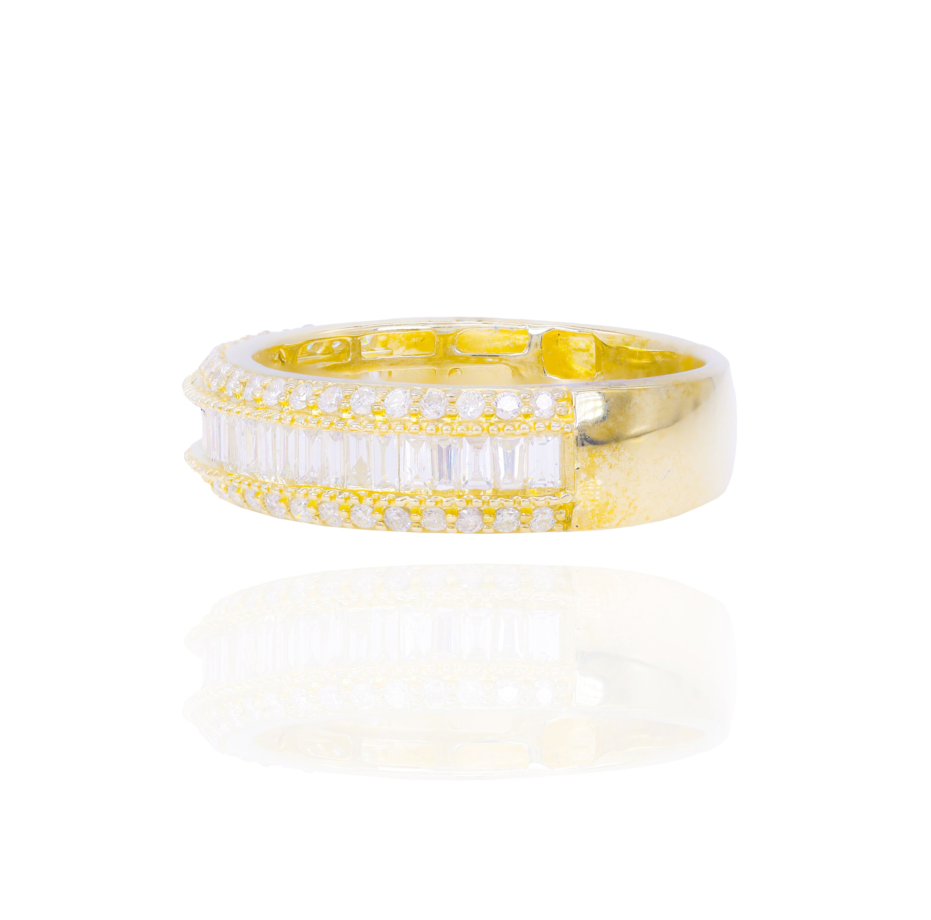 Baguette Diamond Band with Round Diamond Border