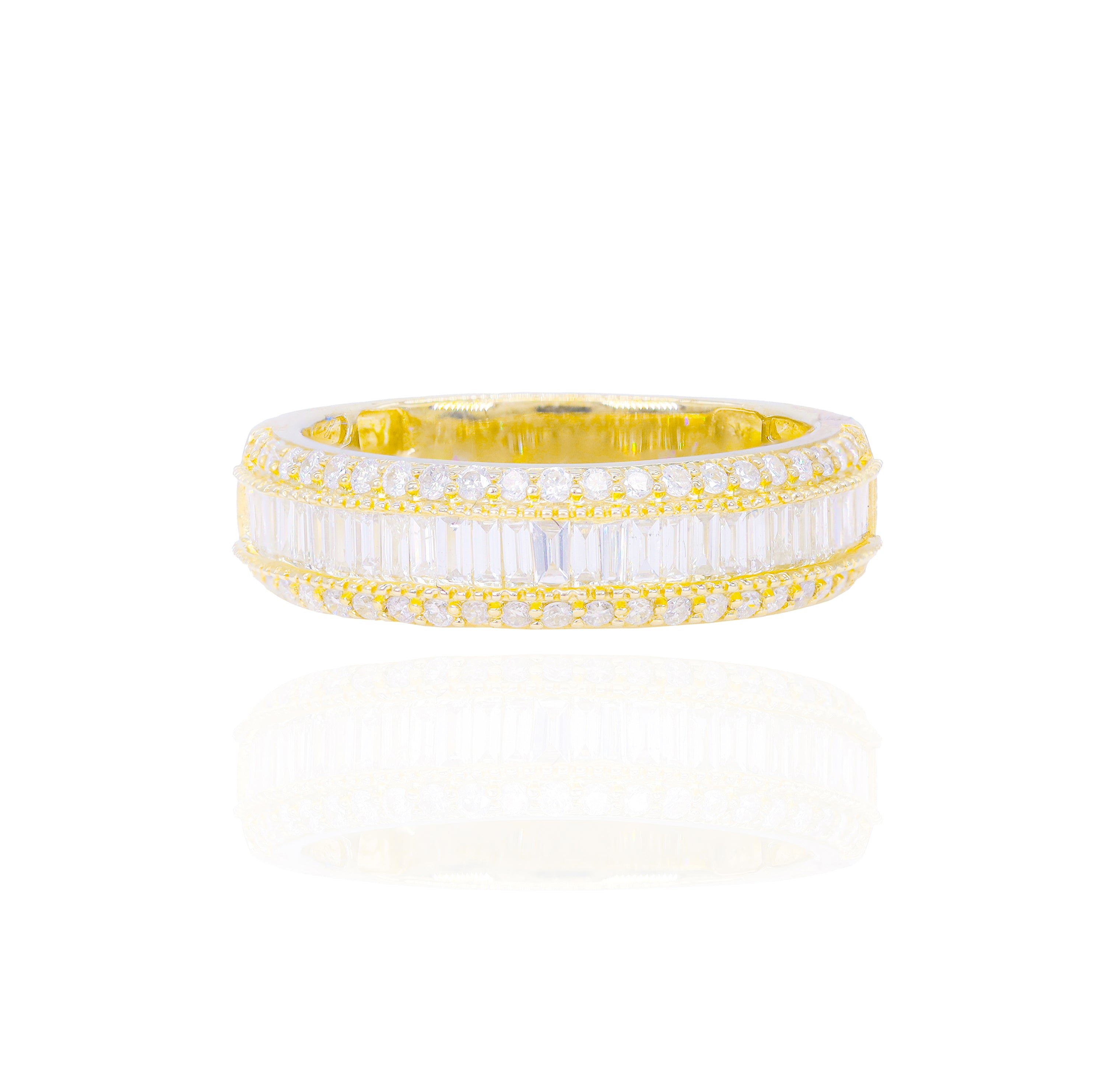 Baguette Diamond Band with Round Diamond Border