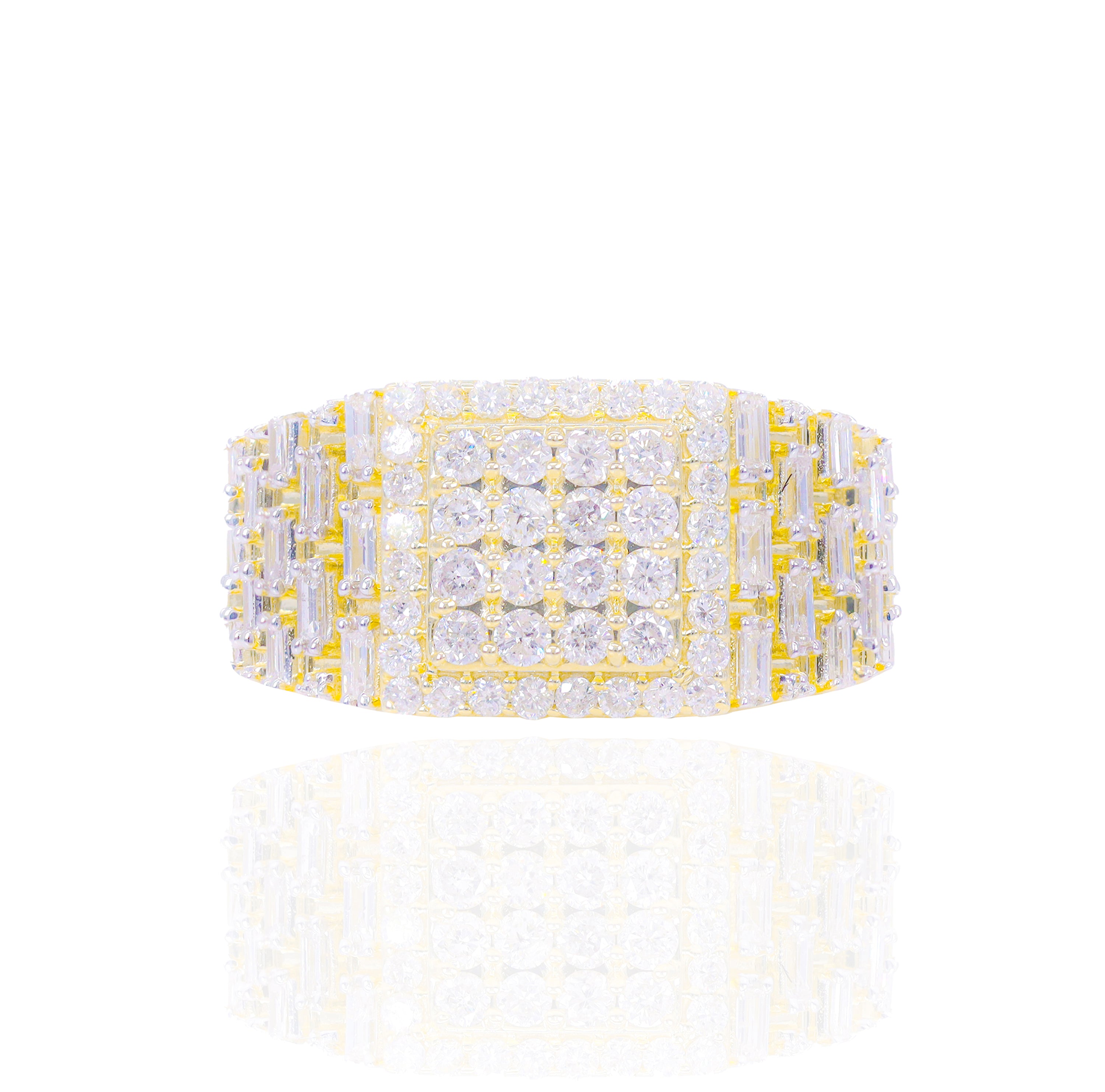 Signet Diamond Ring with Baguette Design on Band