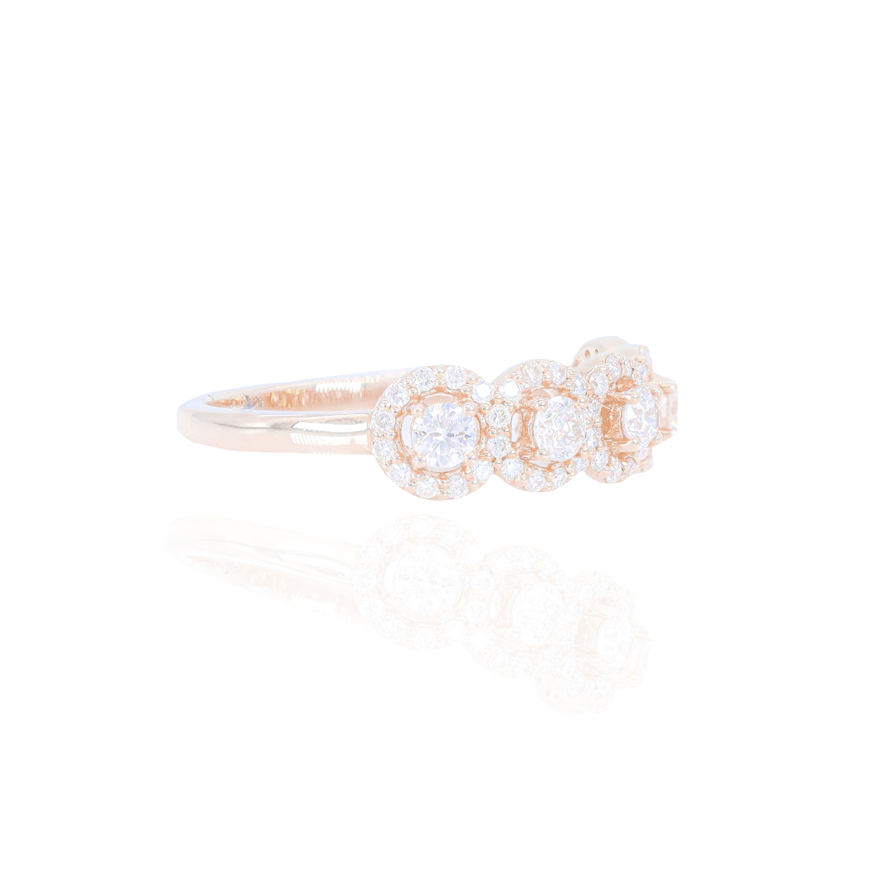 5 Stone with Round Border Diamond Ring