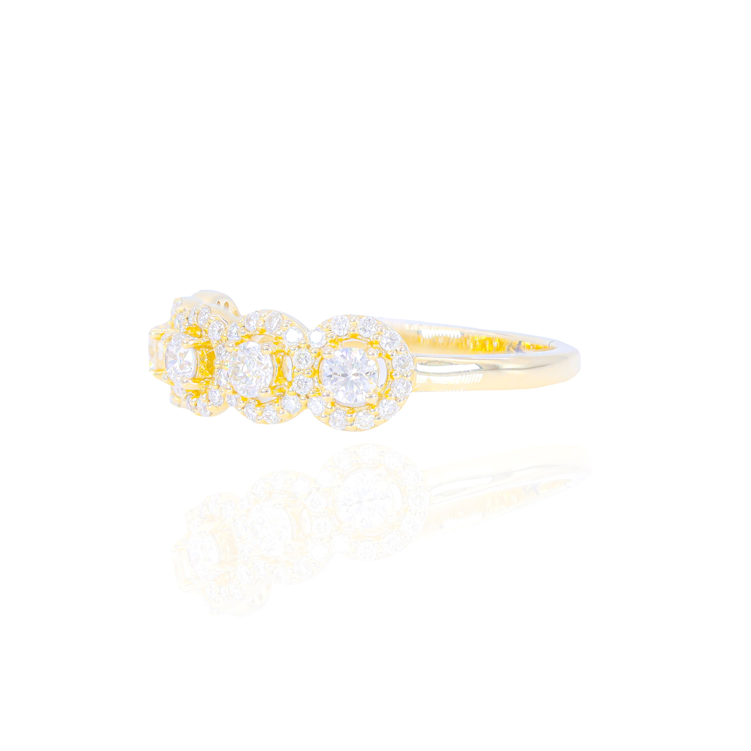 5 Stone with Round Border Diamond Ring