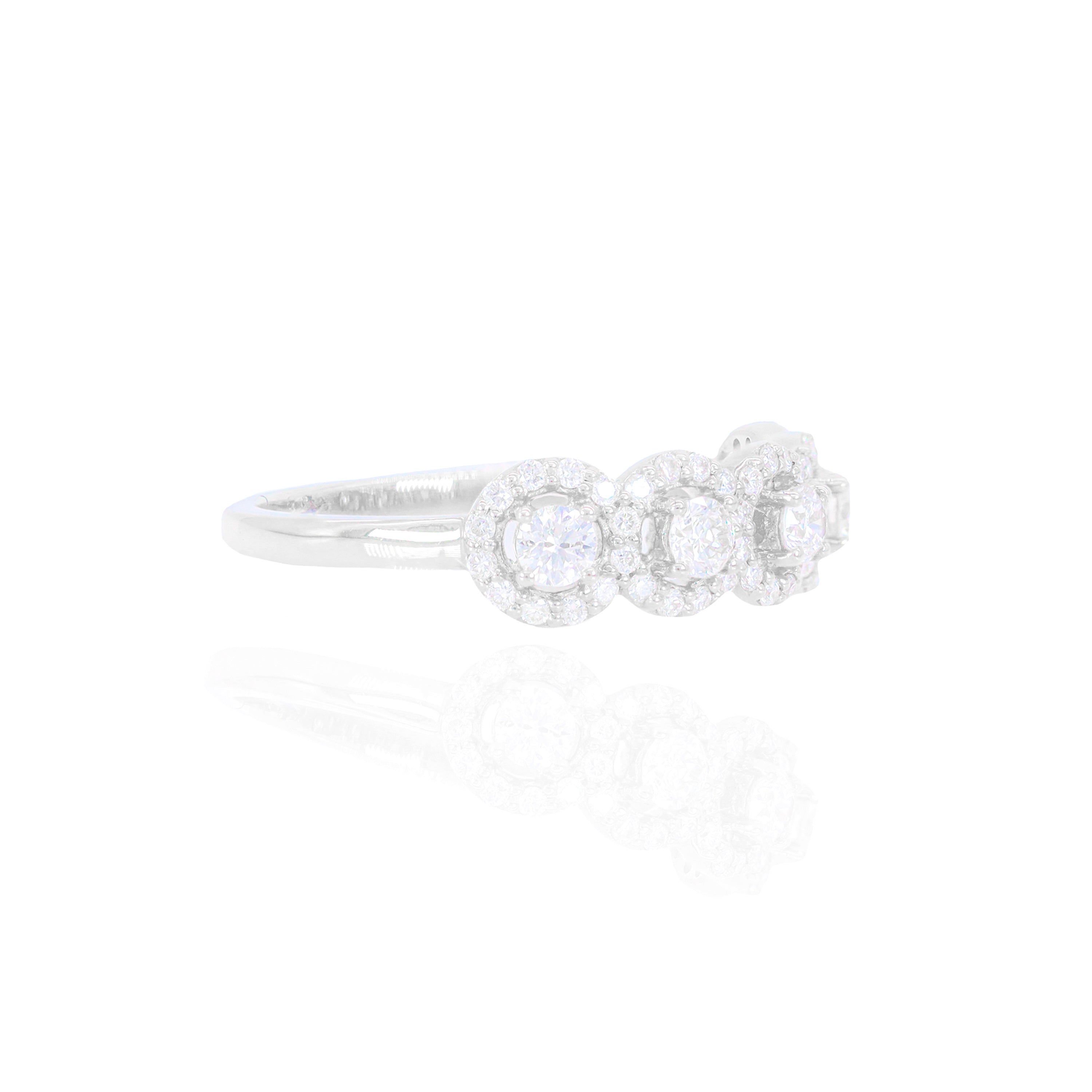 5 Stone with Round Border Diamond Ring