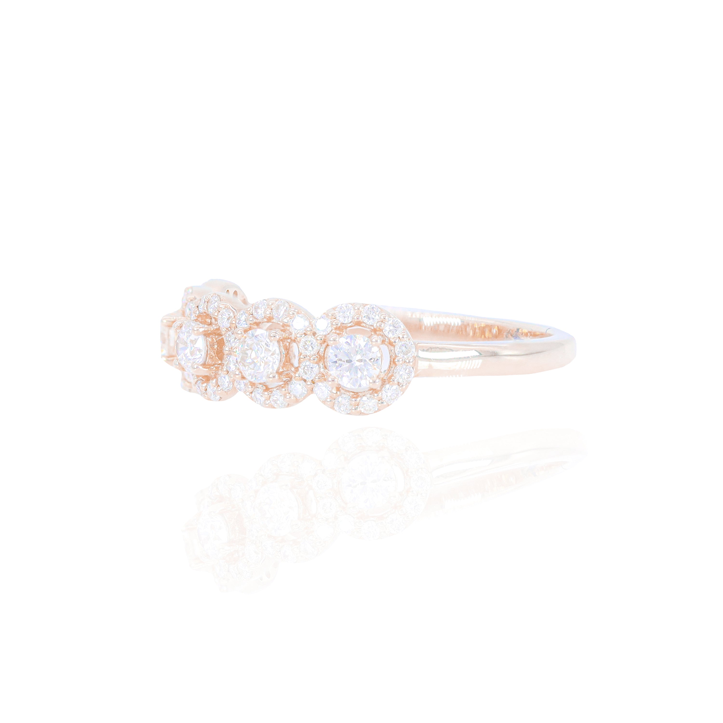 5 Stone with Round Border Diamond Ring