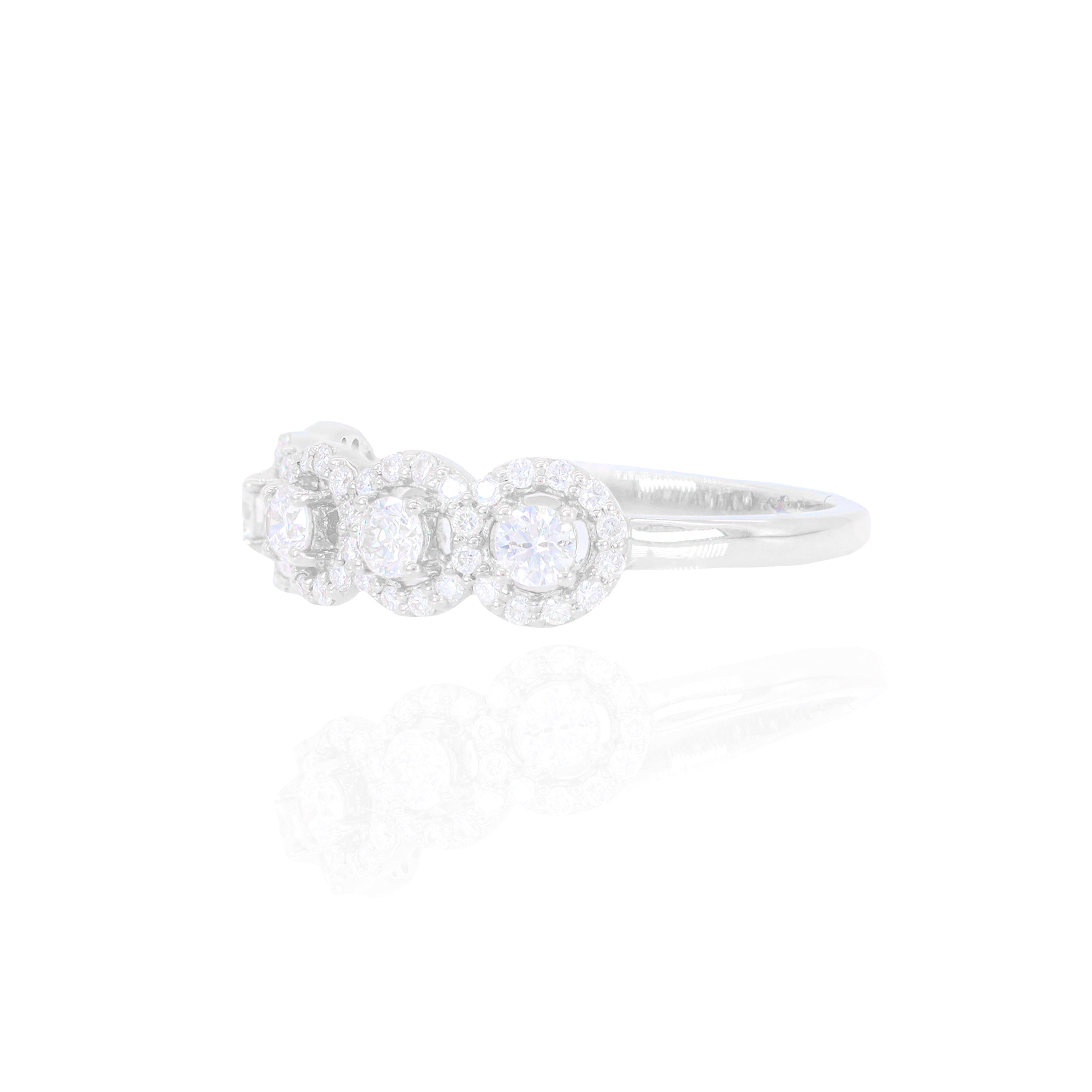 5 Stone with Round Border Diamond Ring