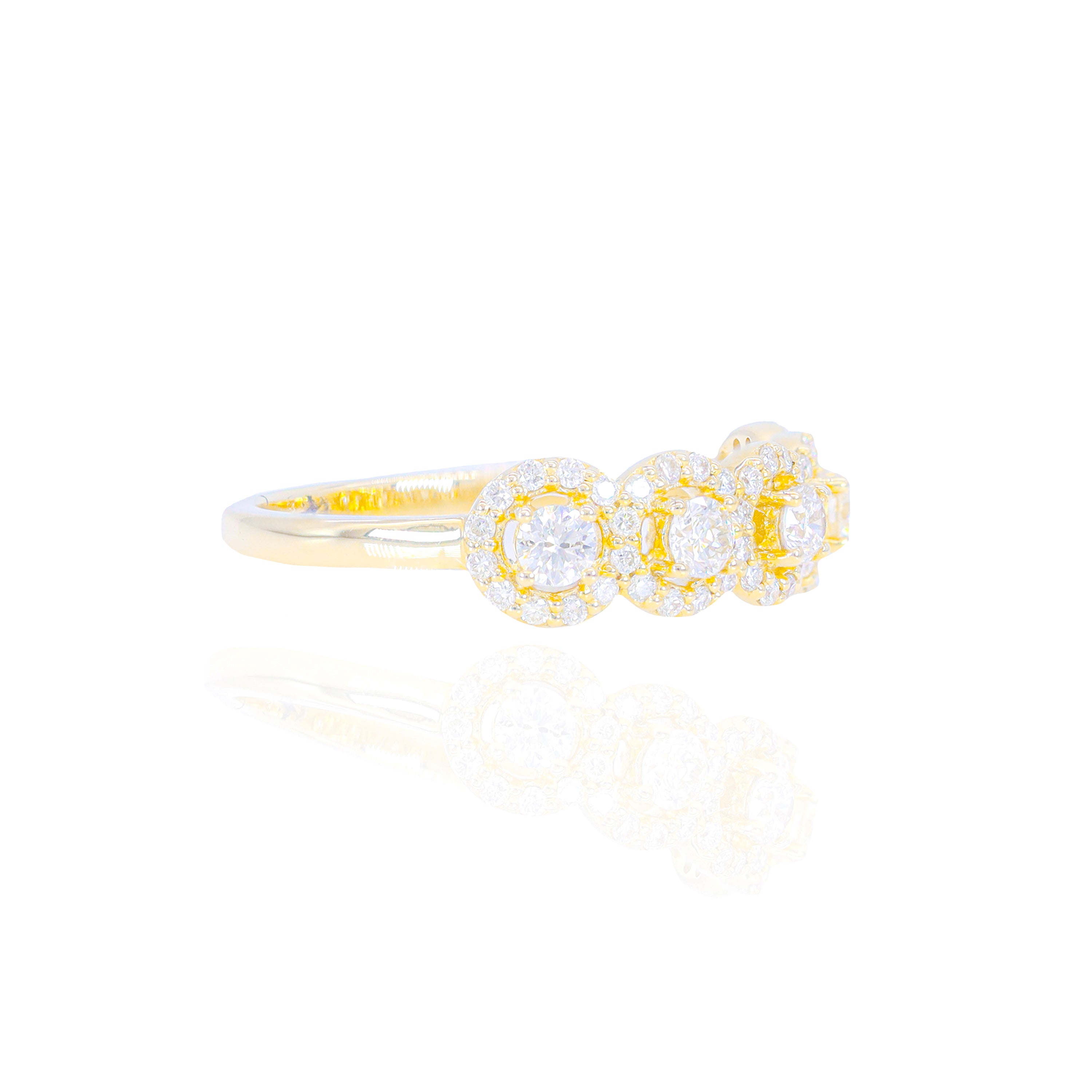 5 Stone with Round Border Diamond Ring