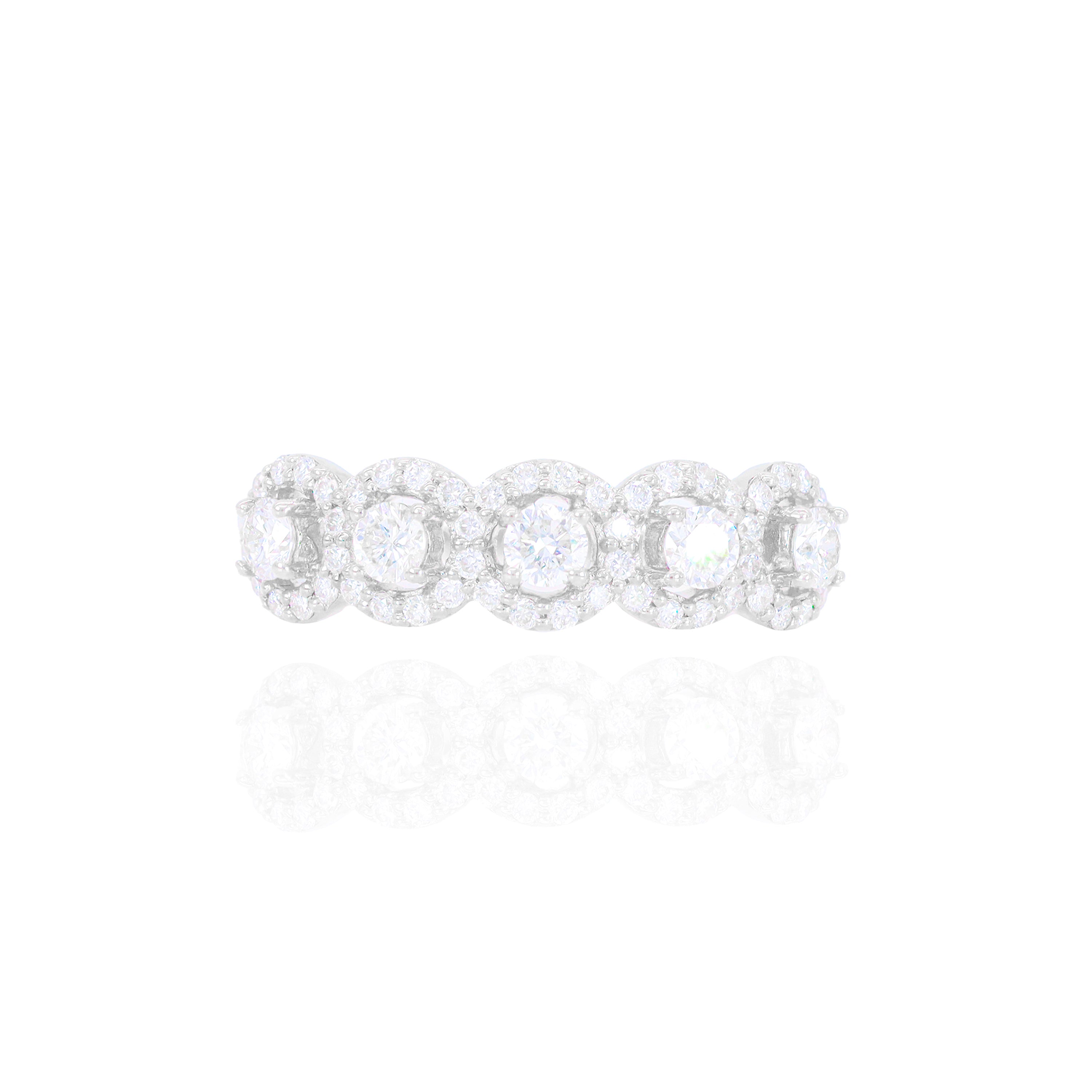 5 Stone with Round Border Diamond Ring