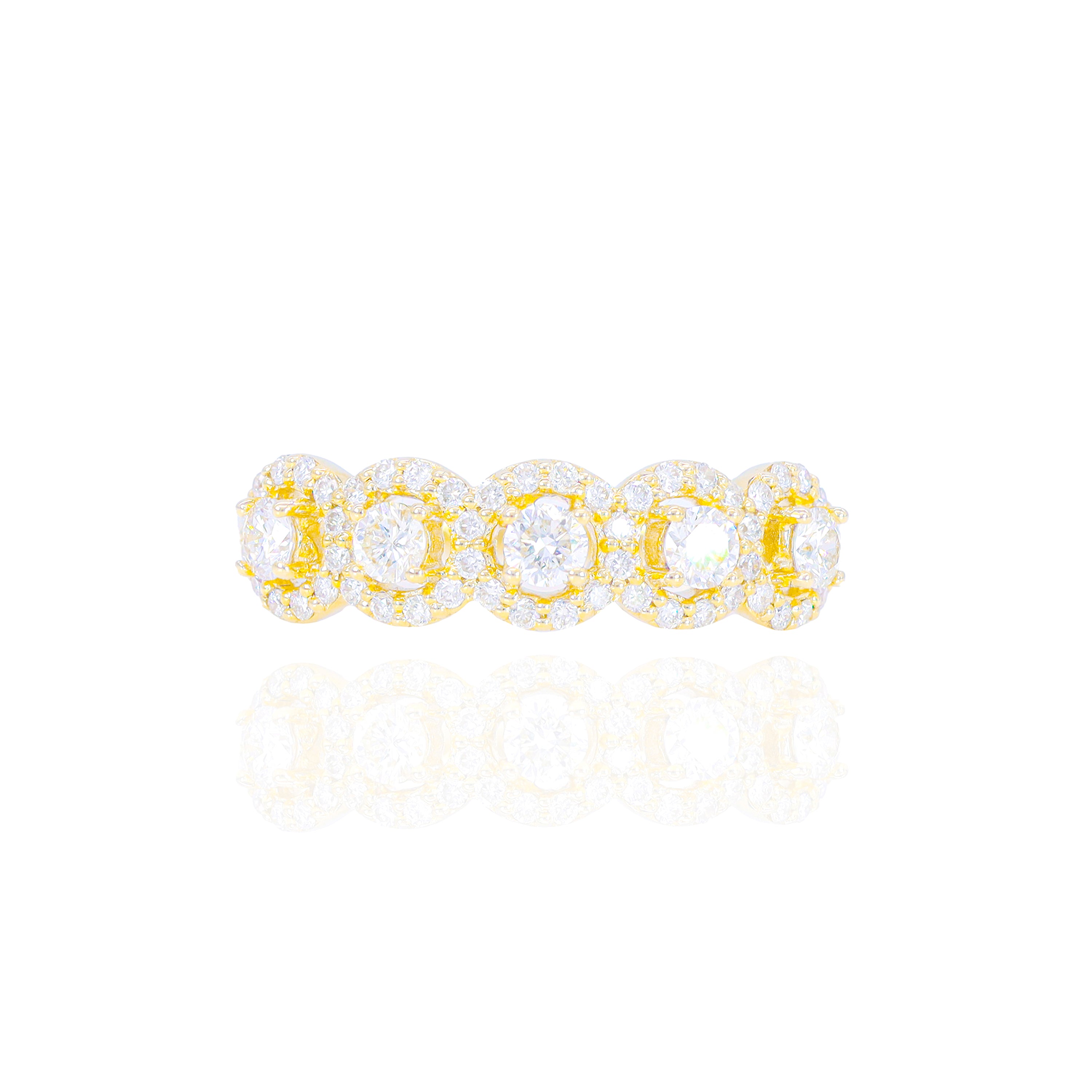 5 Stone with Round Border Diamond Ring