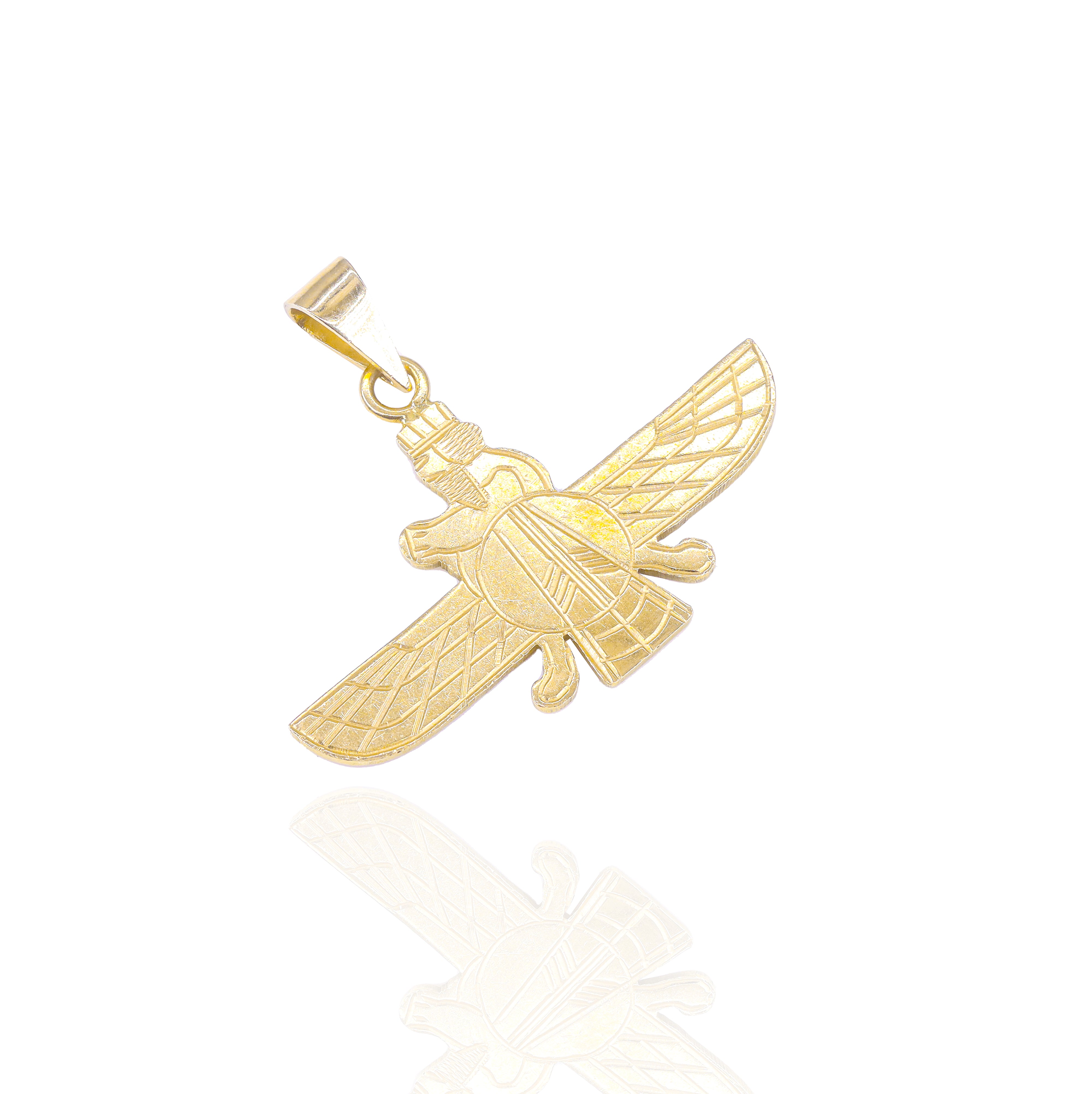 18KT Yellow Gold Zoroastrian Faravahar Pendant