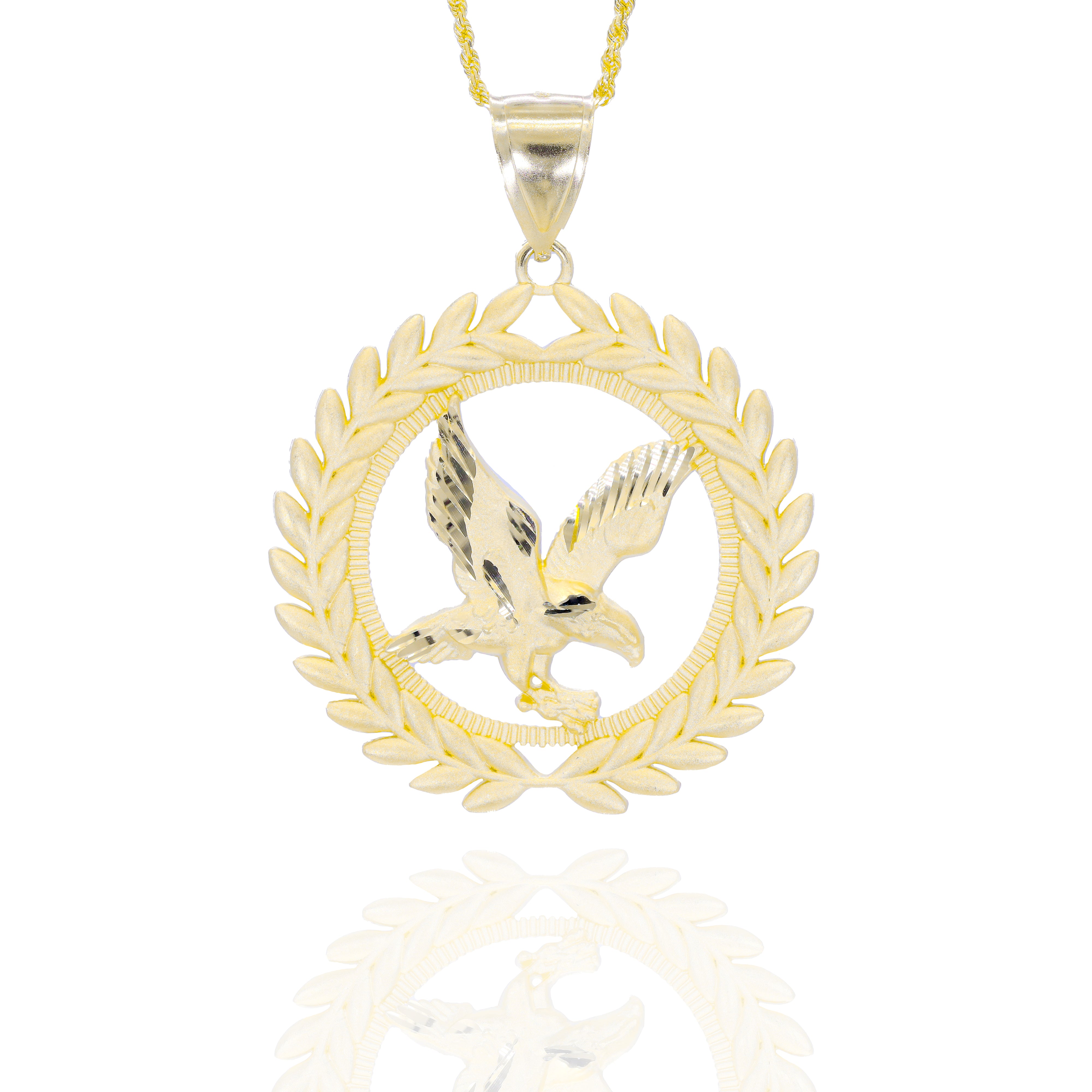 Olive Branch Eagle Gold Pendant