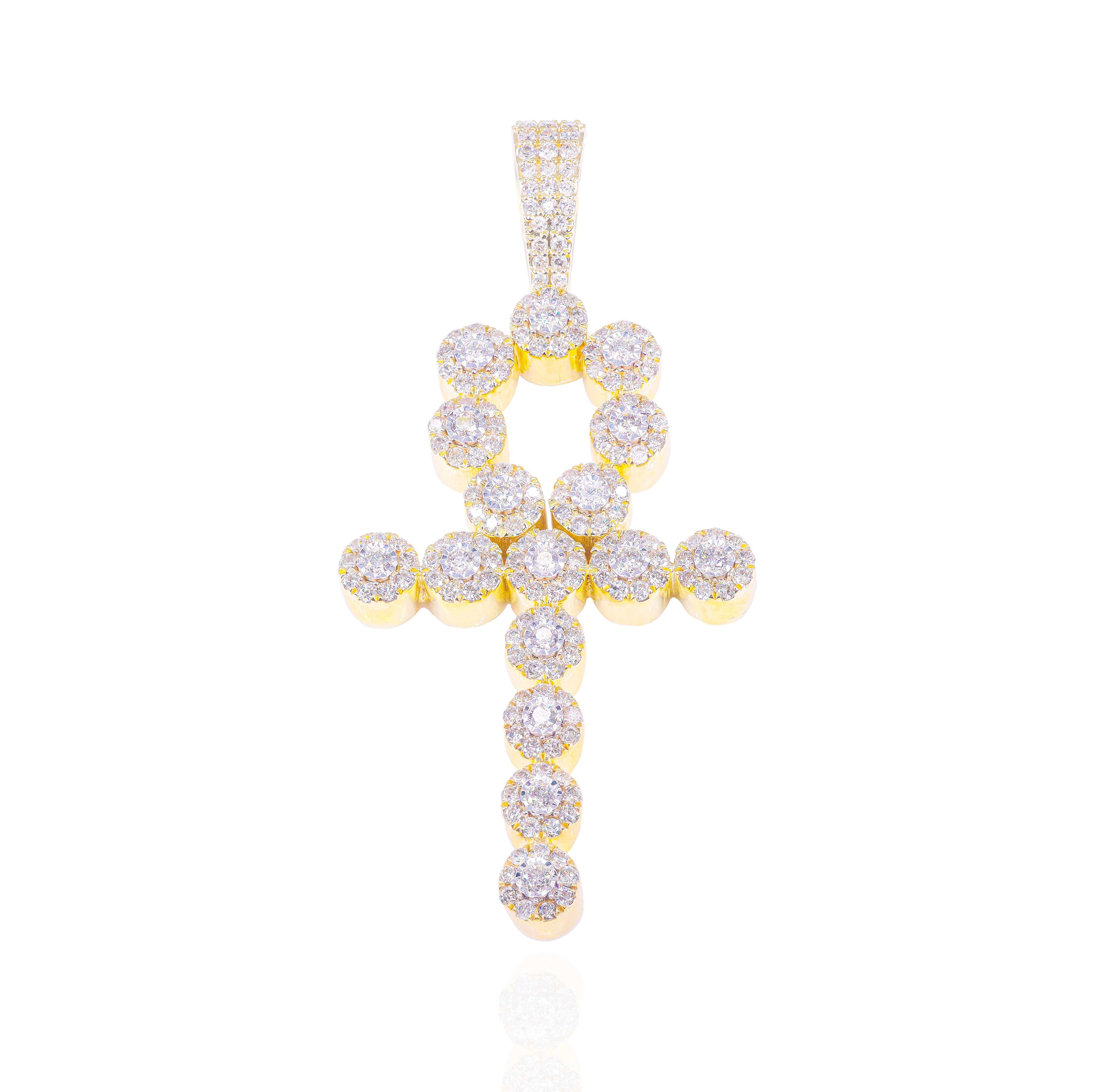 Diamond Cut Ankh Diamond Pendant