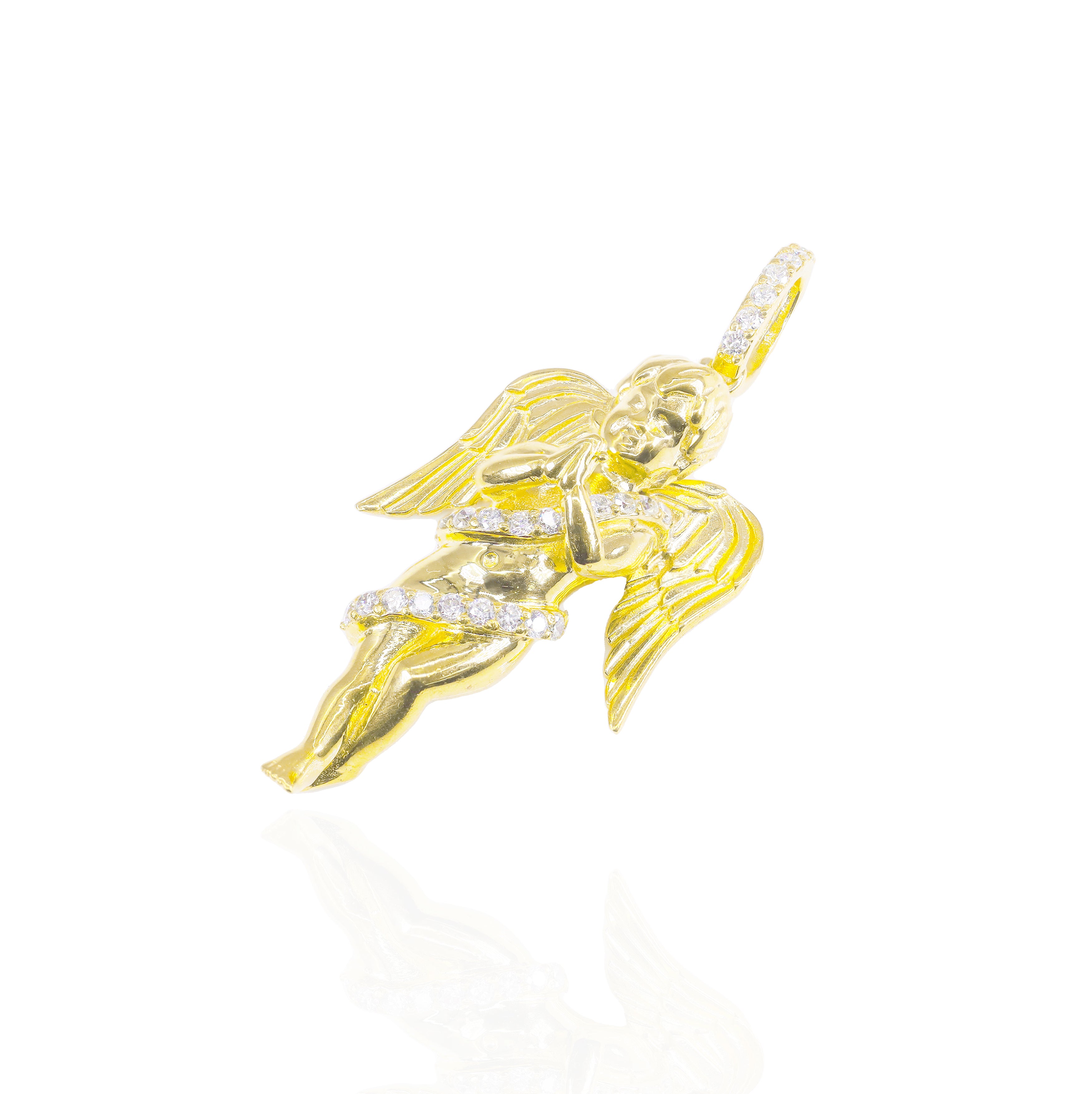 Modern Gold Angel Diamond Pendant