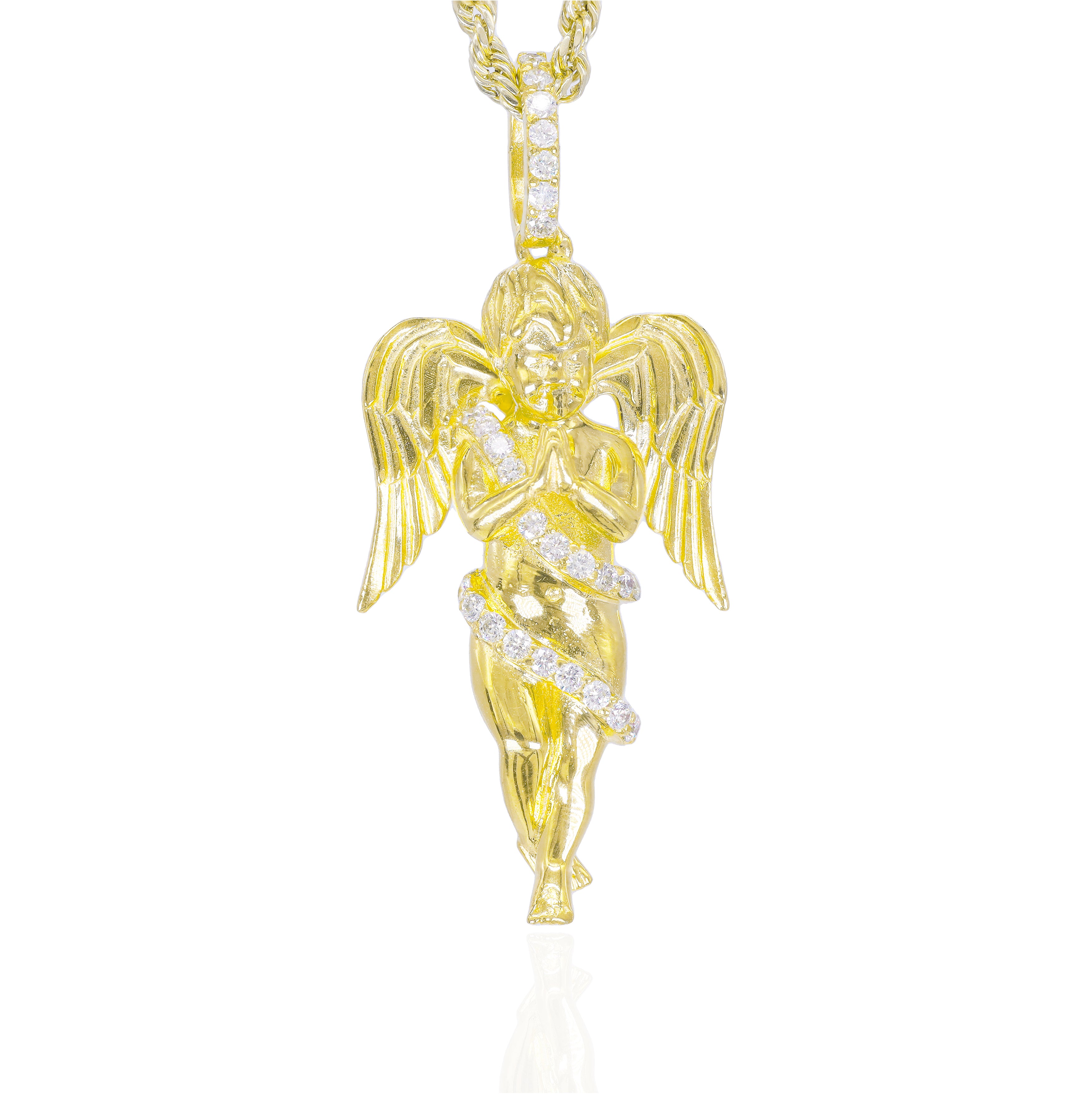 Modern Gold Angel Diamond Pendant