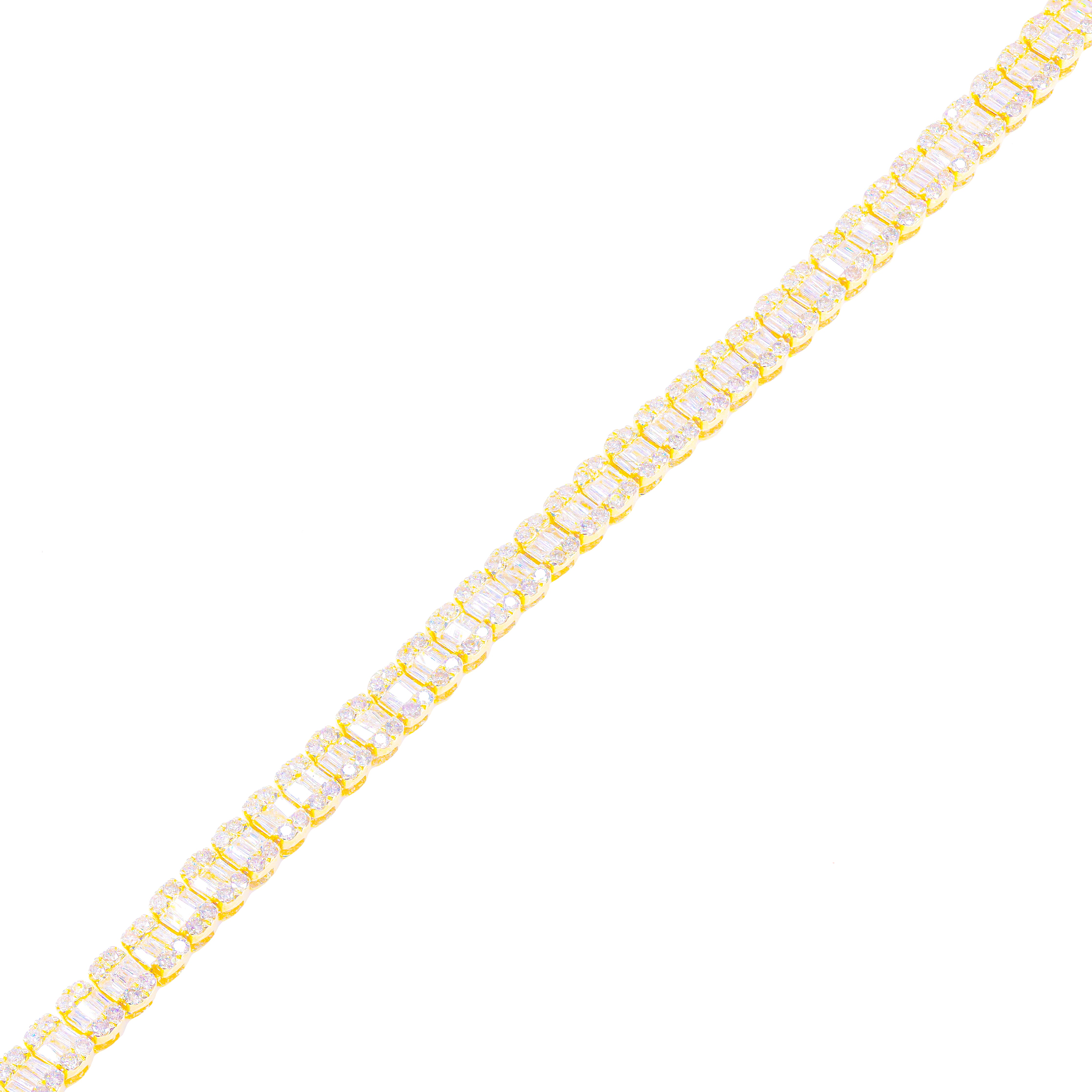 Oval Link Baguette & Round Diamond Bracelet