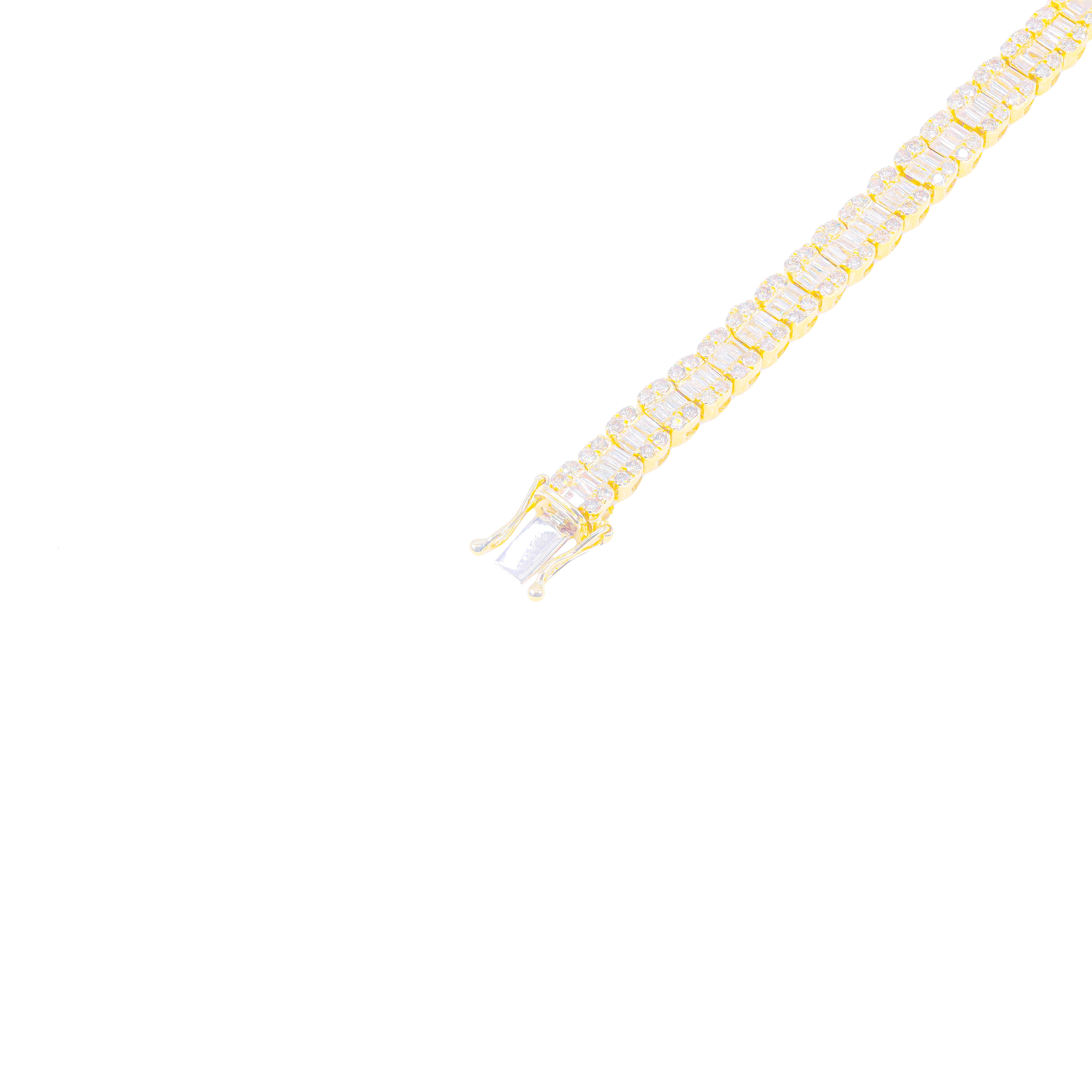 Oval Link Baguette & Round Diamond Bracelet