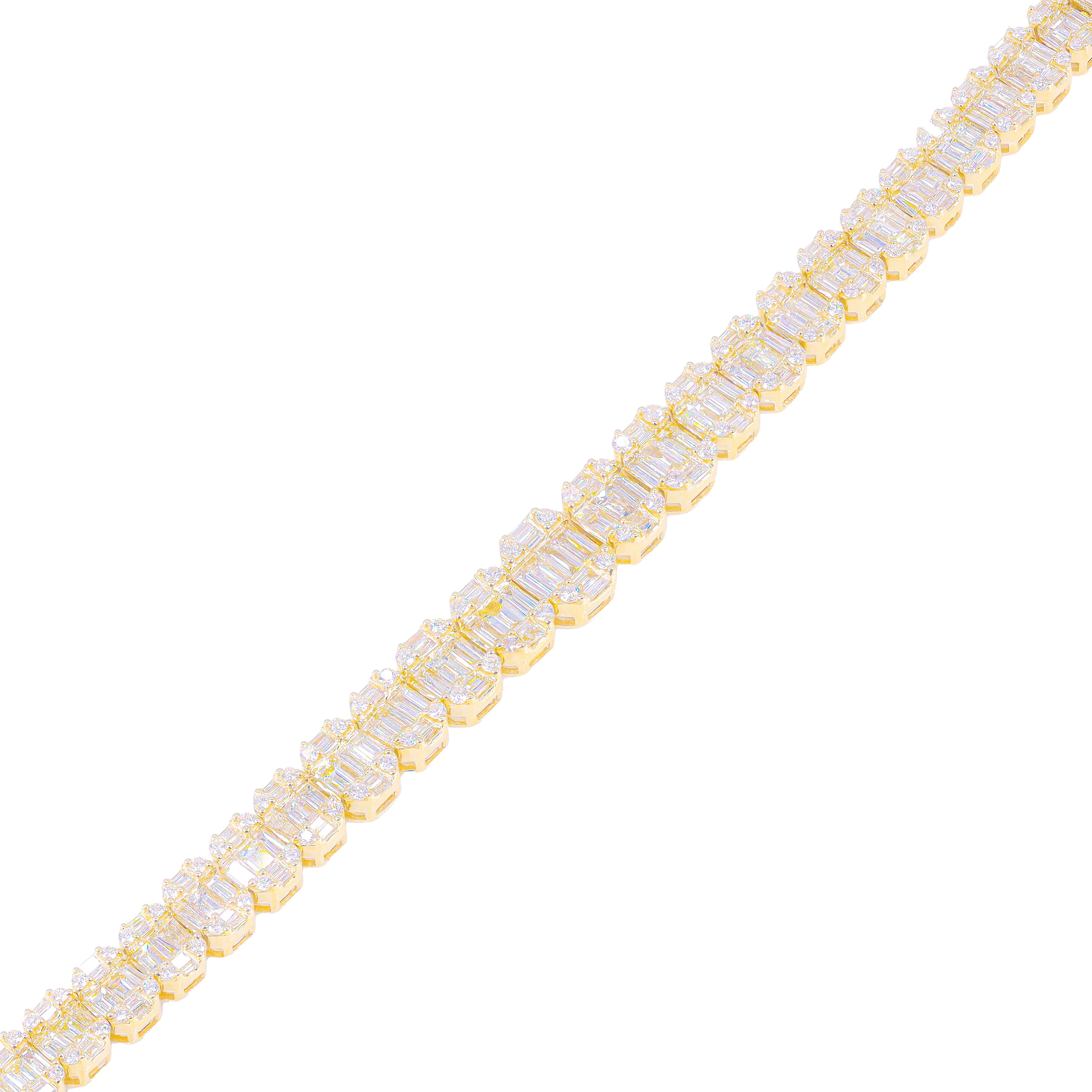 Graduating Oval Link Baguette & Round Diamond Bracelet