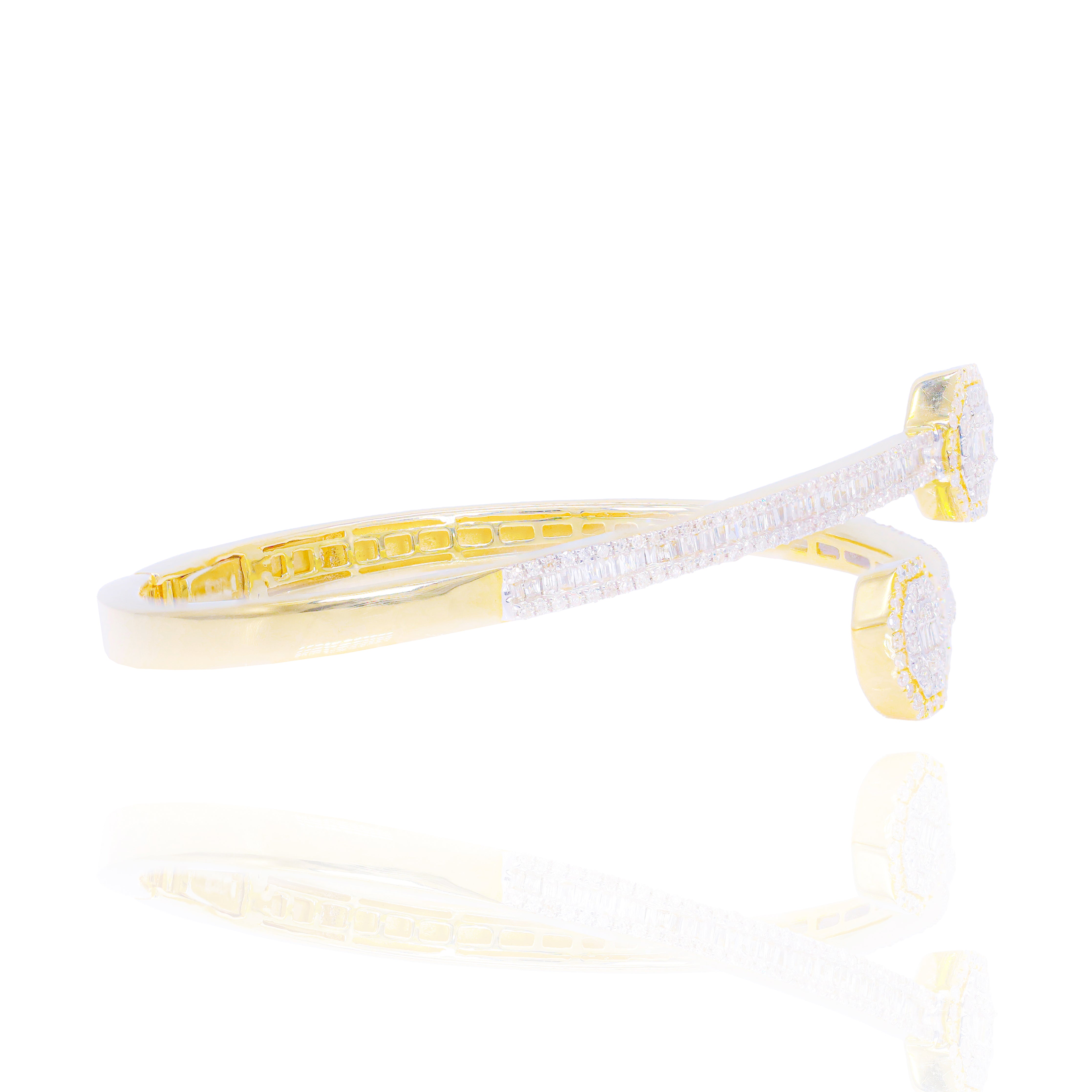 Octagon Baguette Diamond Bangle Bracelet