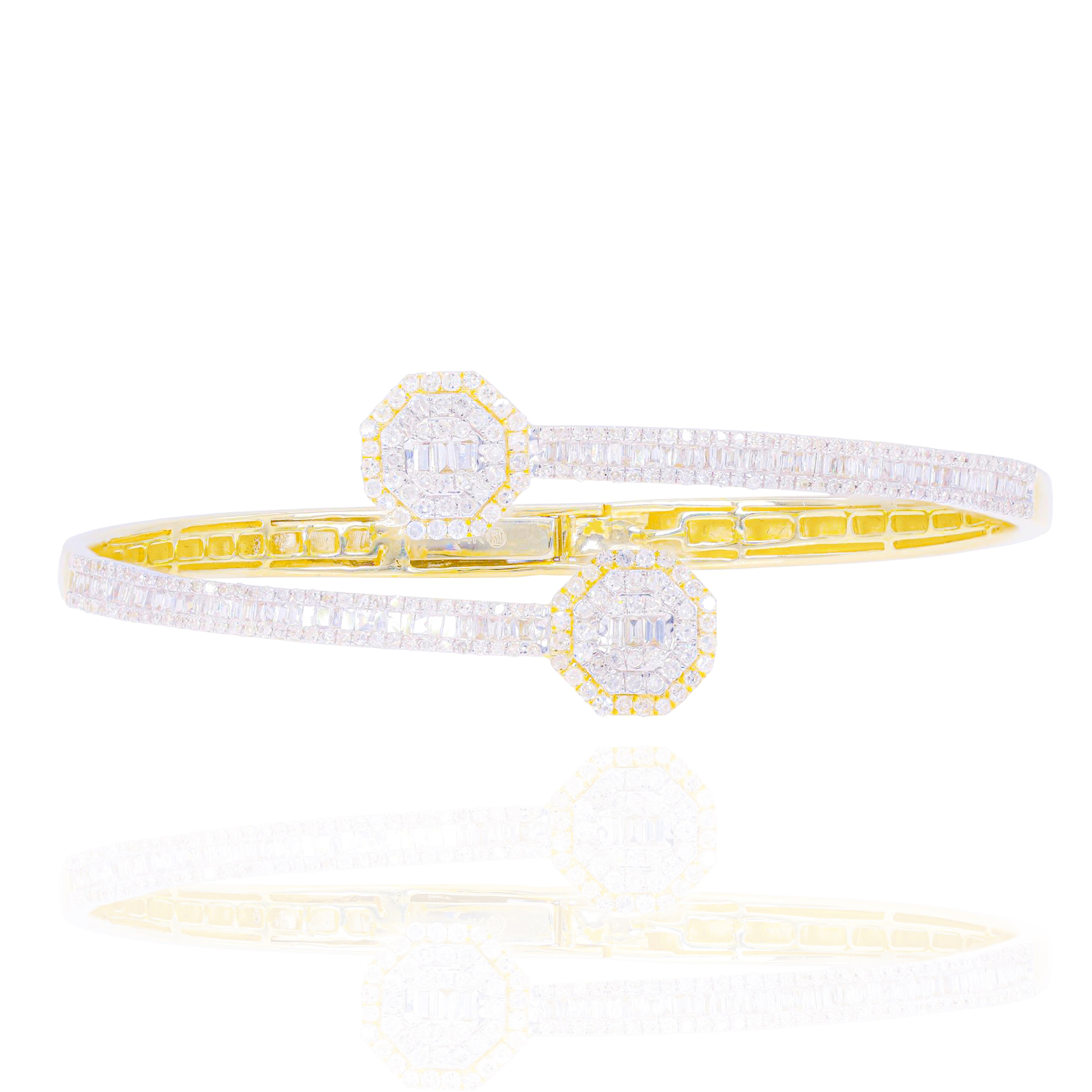 Octagon Baguette Diamond Bangle Bracelet