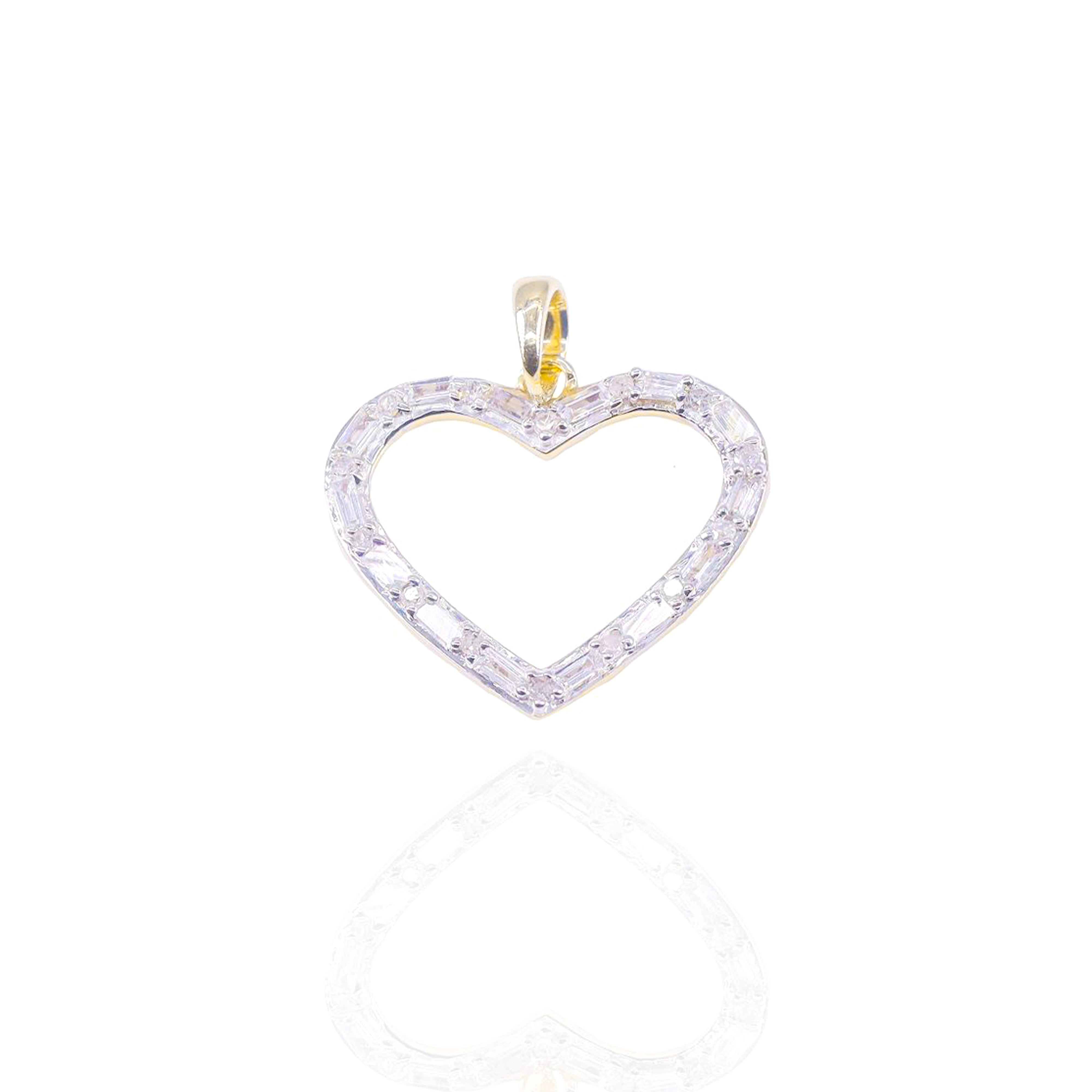 Heart Outline Baguette Diamond Pendant