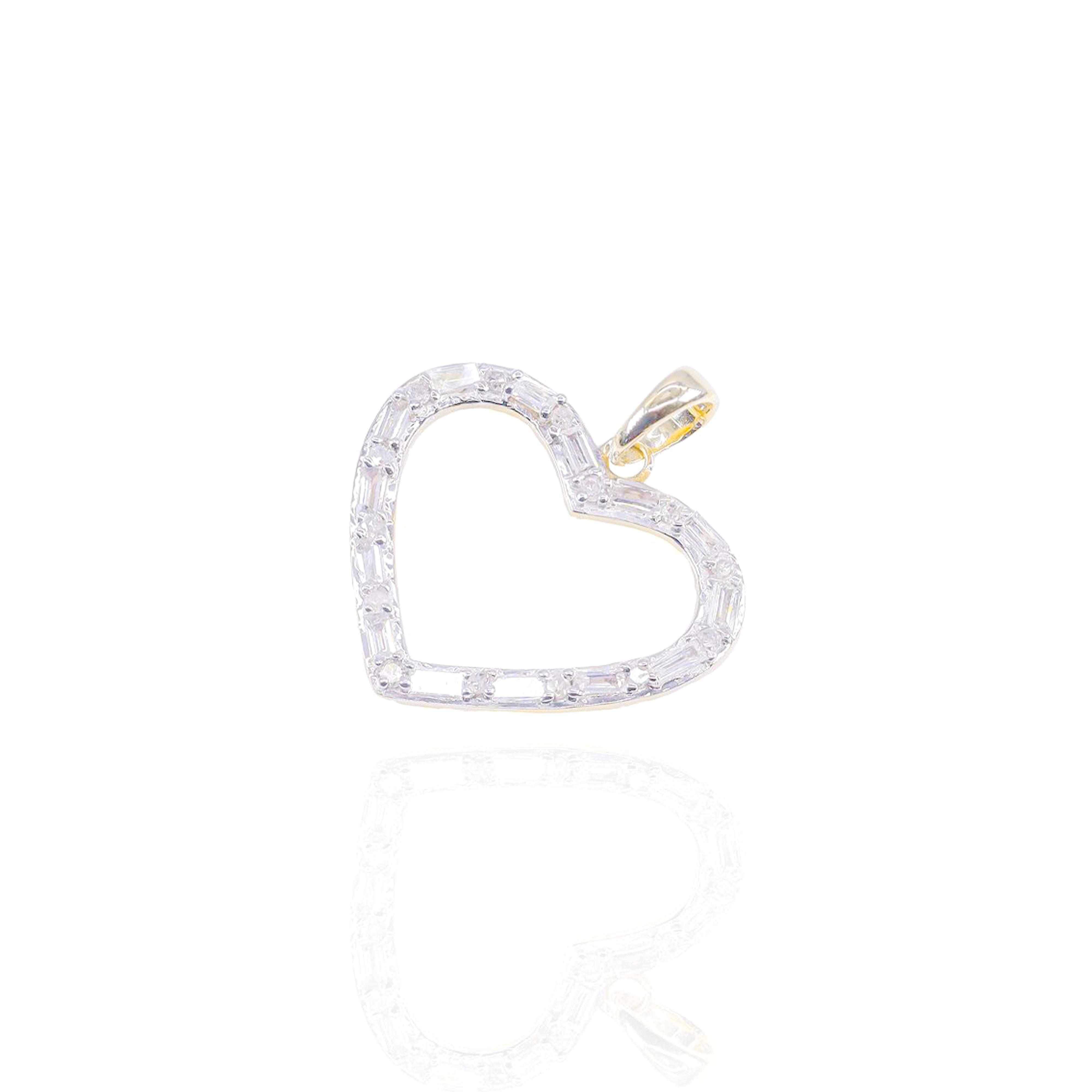 Heart Outline Baguette Diamond Pendant