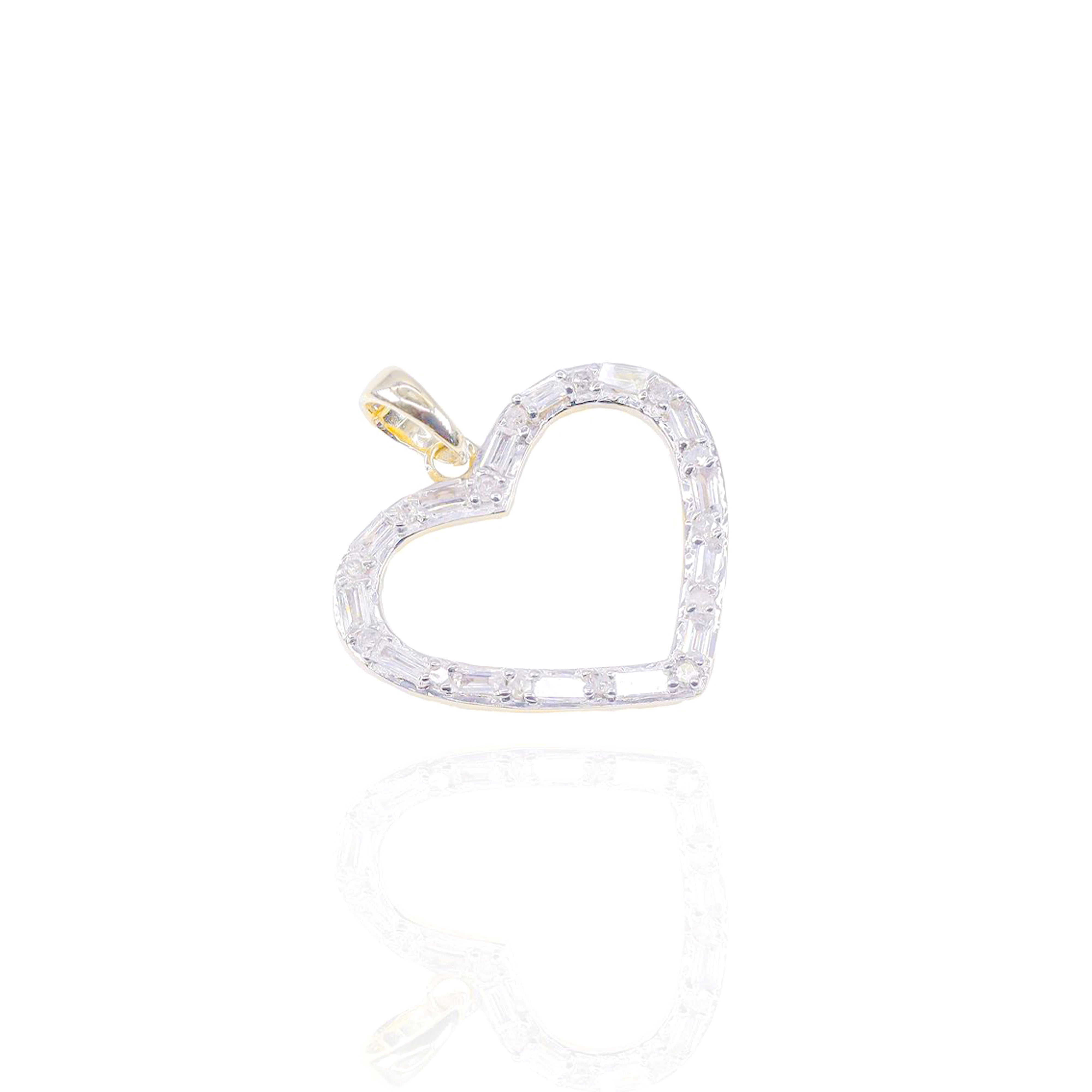 Heart Outline Baguette Diamond Pendant