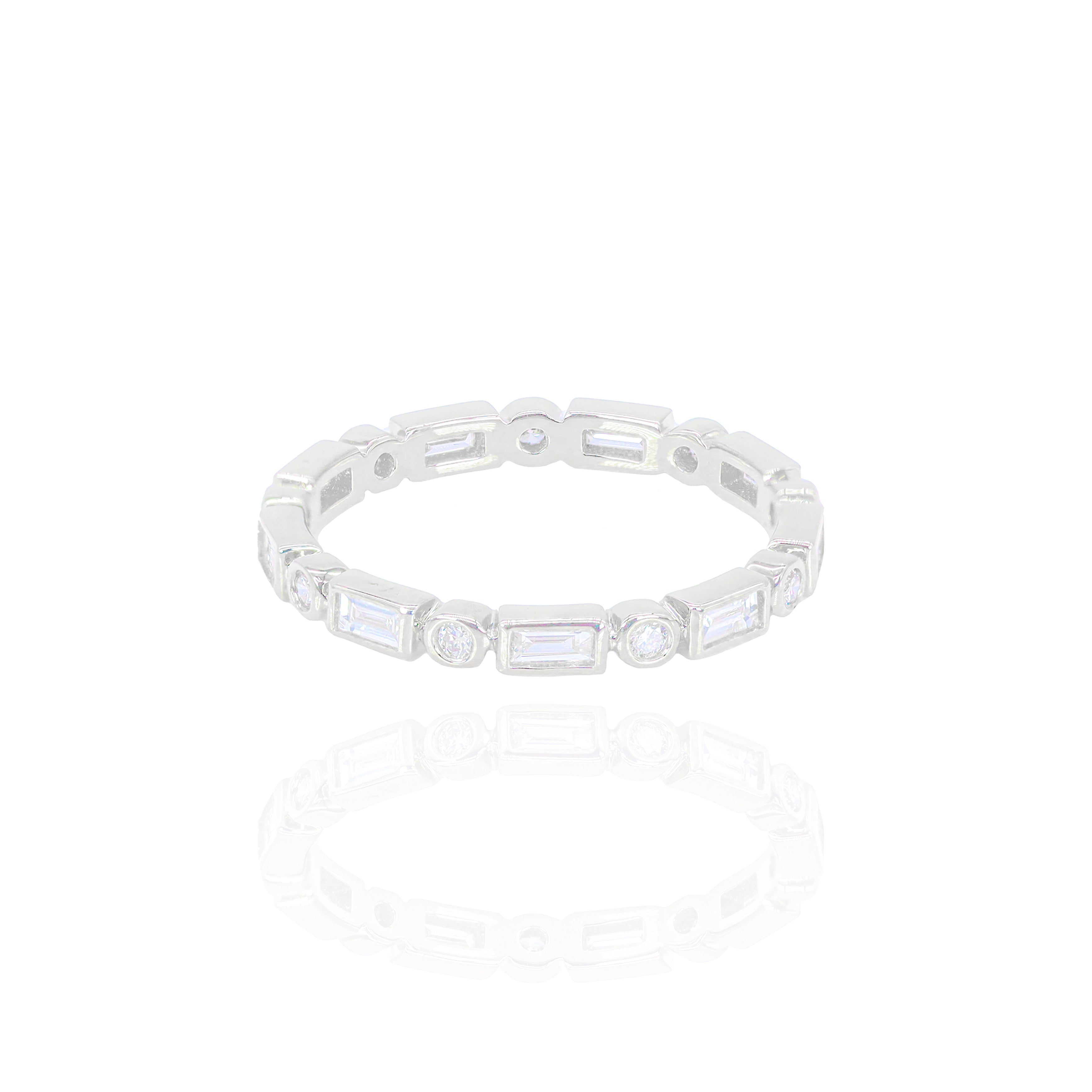 Alternating Baguette & Round Diamond Eternity Band