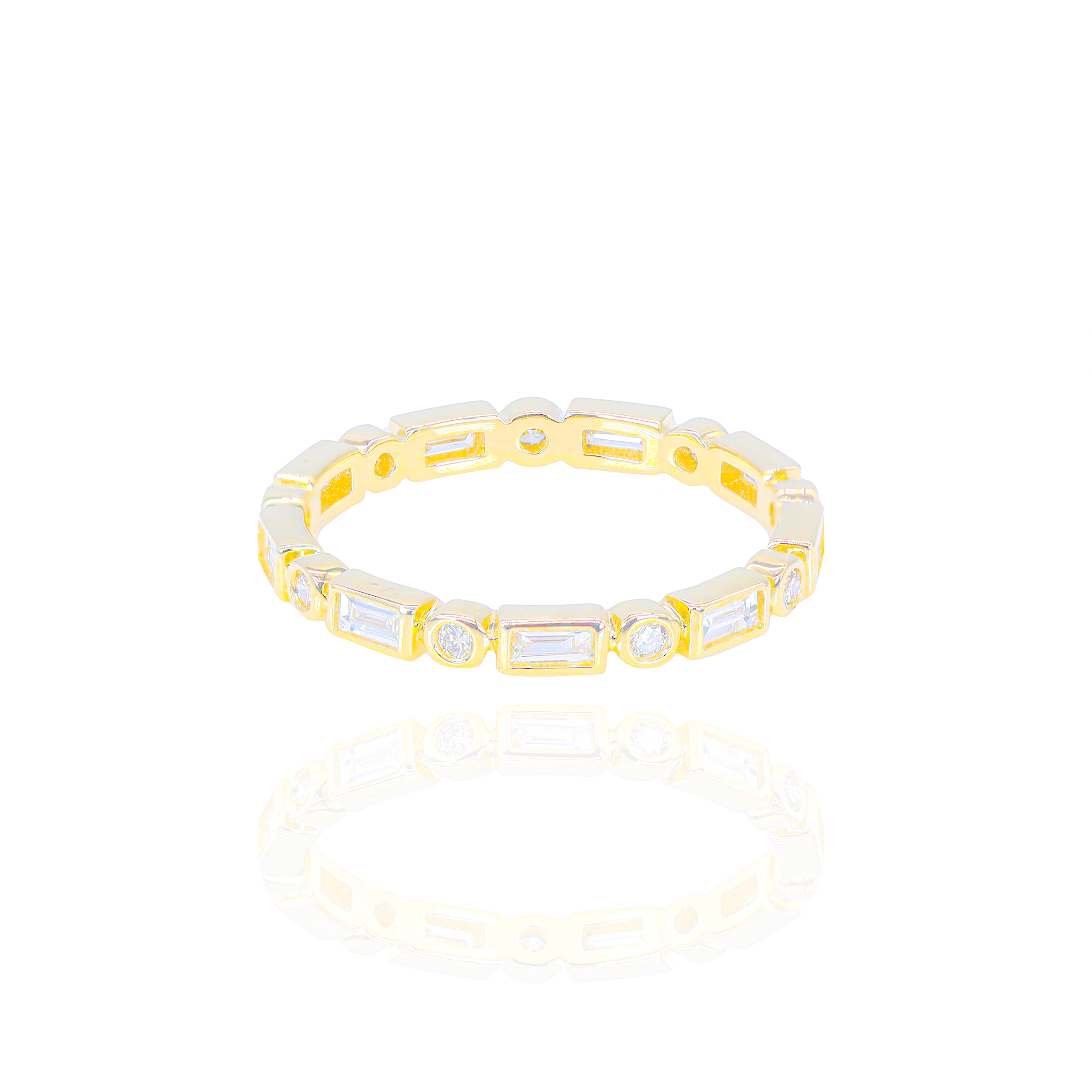 Alternating Baguette & Round Diamond Eternity Band