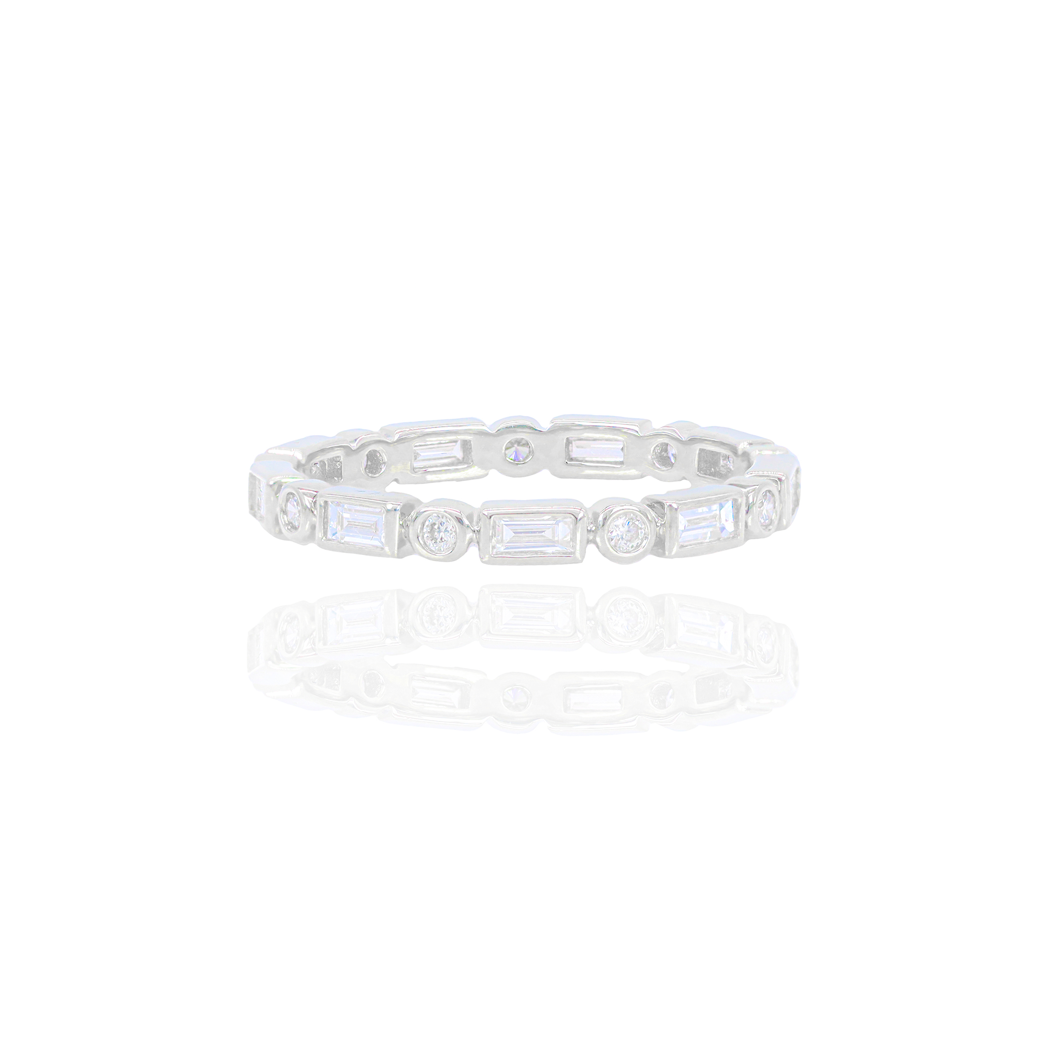 Alternating Baguette & Round Diamond Eternity Band
