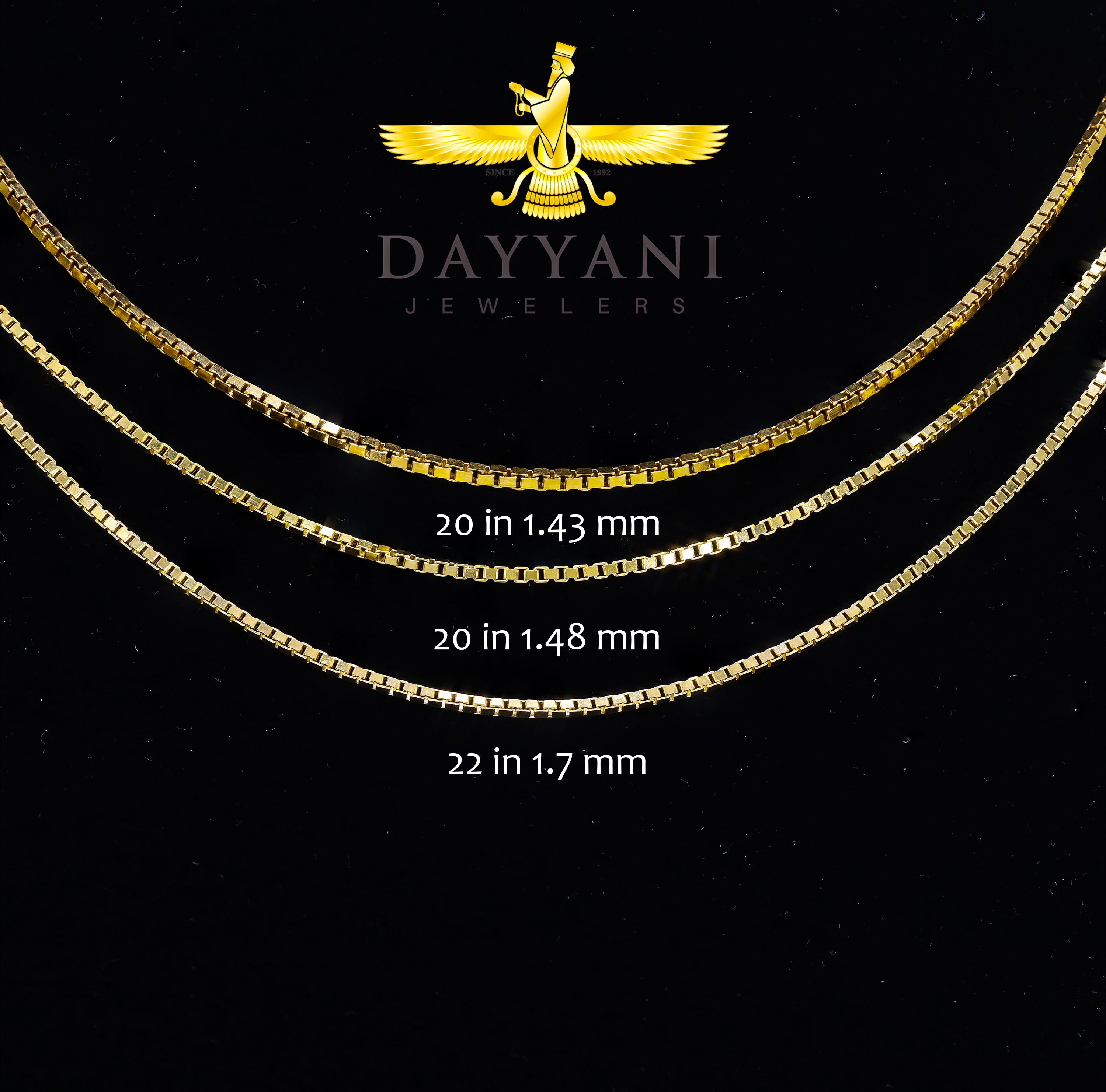 14KT Solid Box Link Yellow Gold Chain