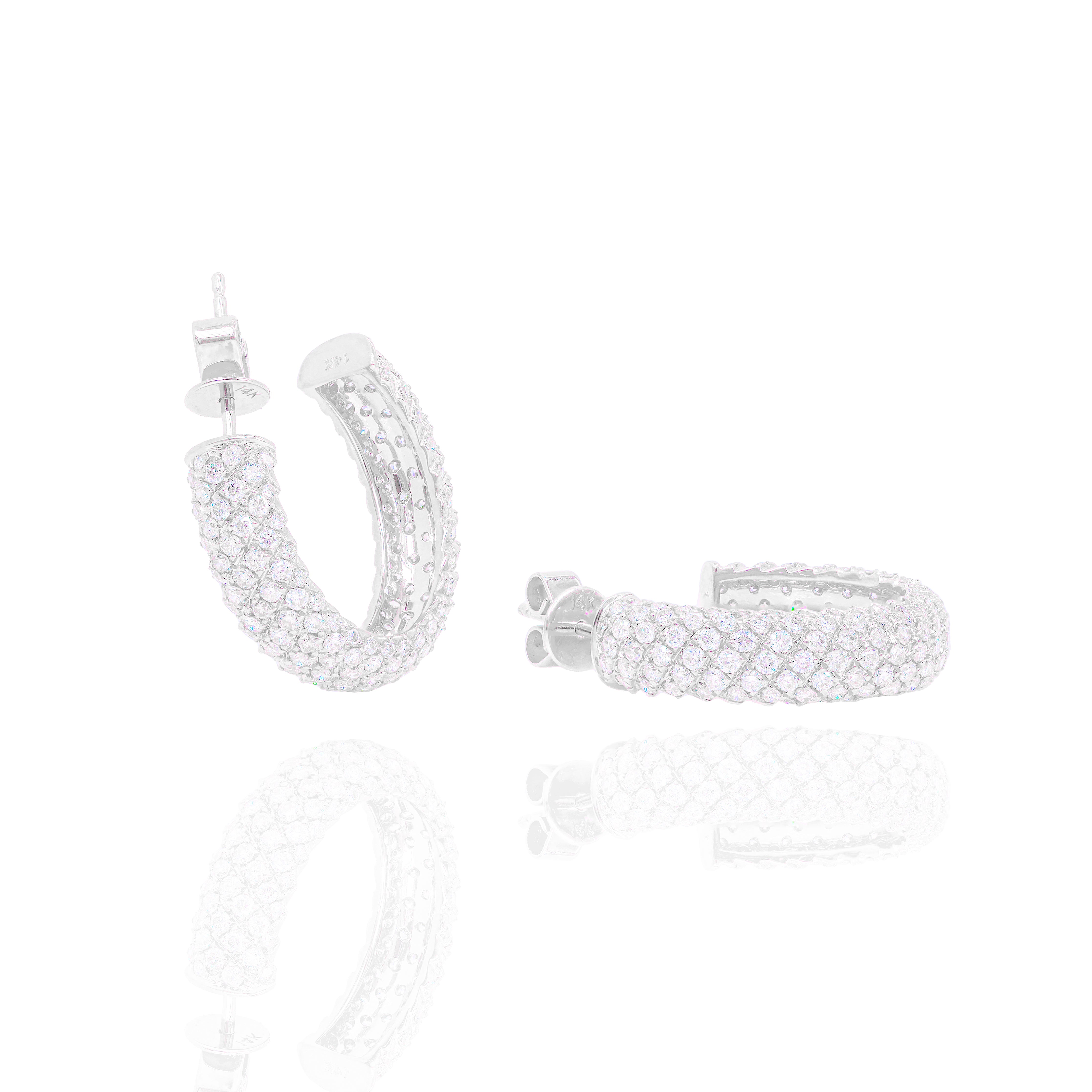 Beveled Diamond Hoop Earrings