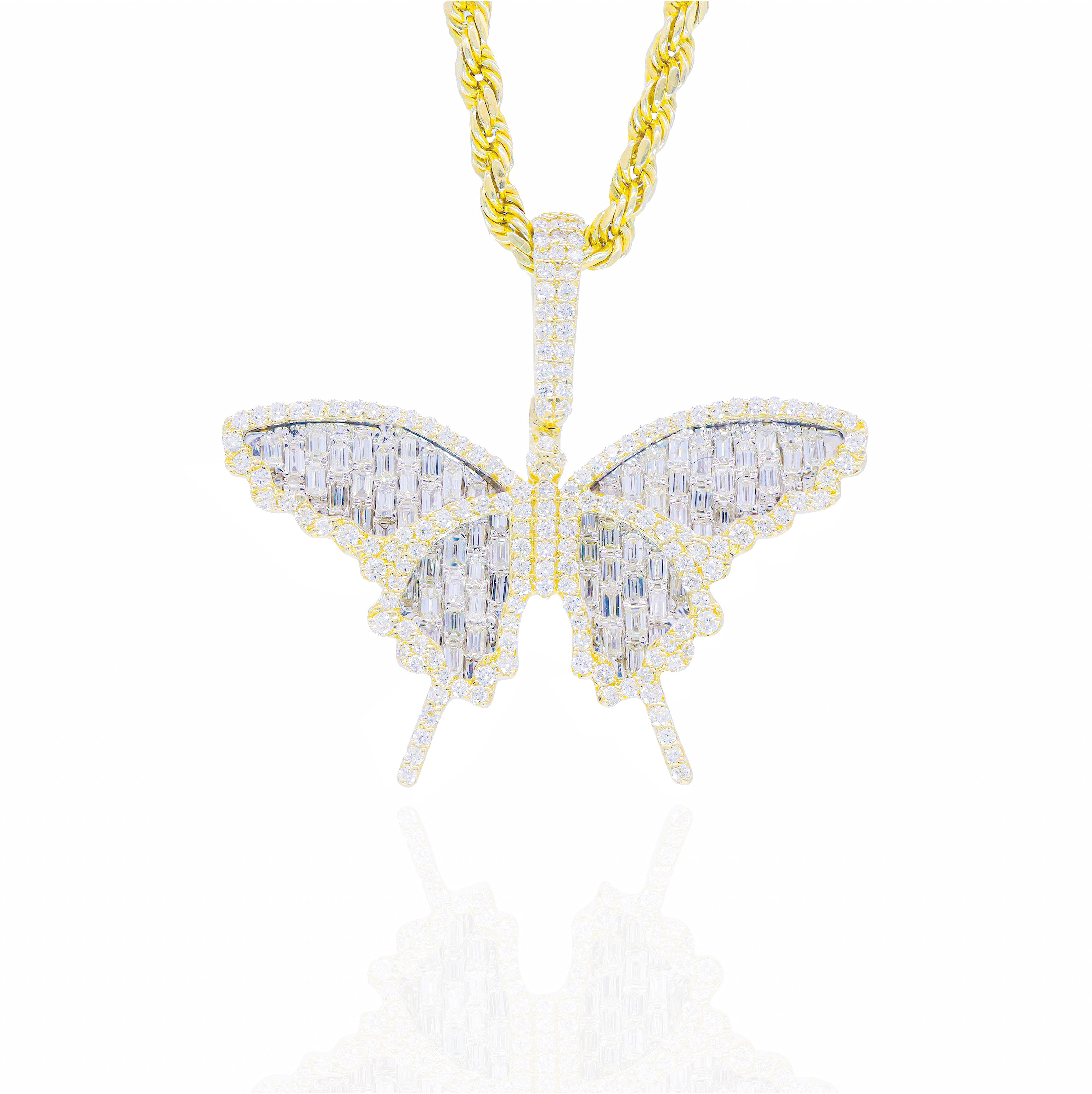 Butterfly Emerald Diamond Pendant