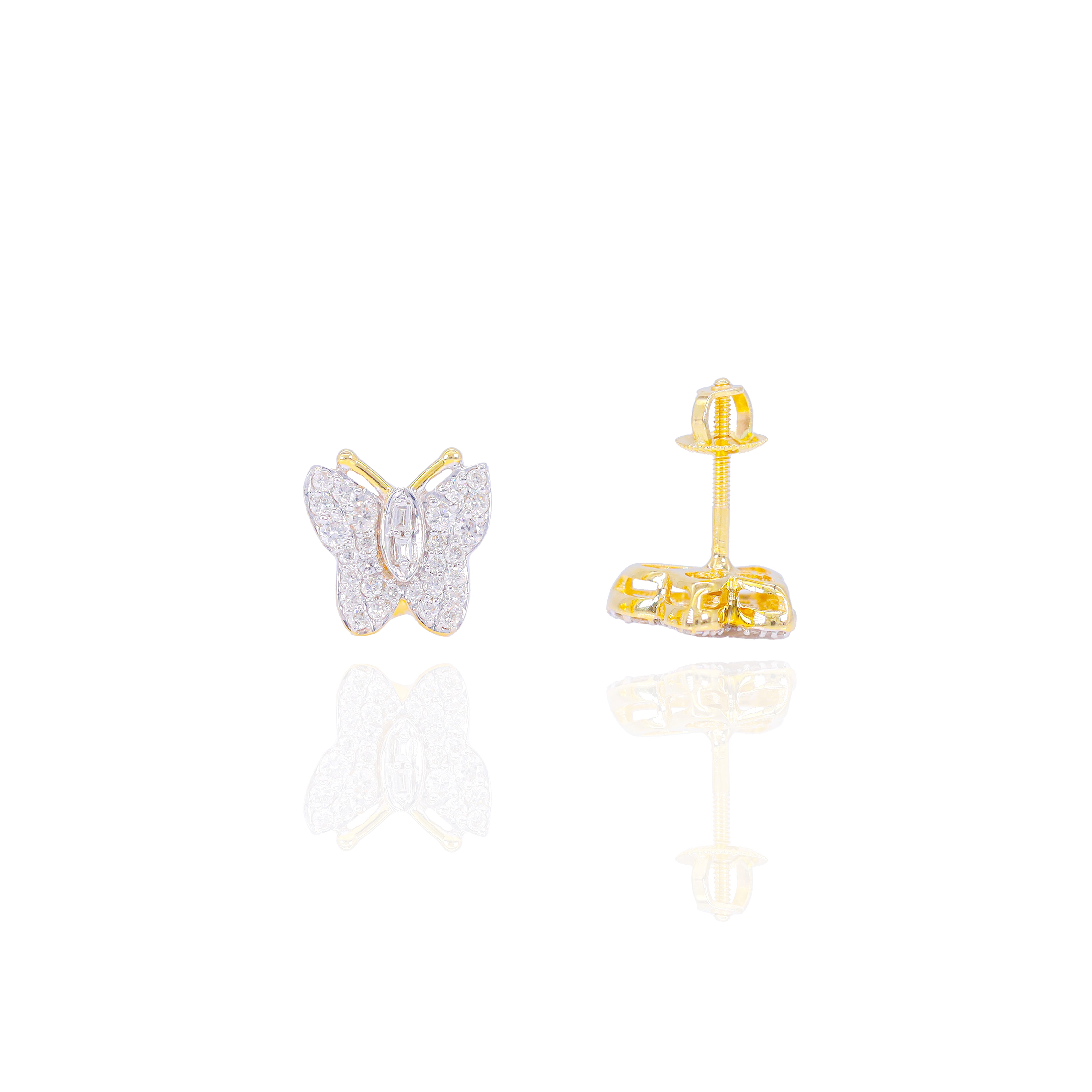 Diamond Butterfly Earrings w/Baguette Center