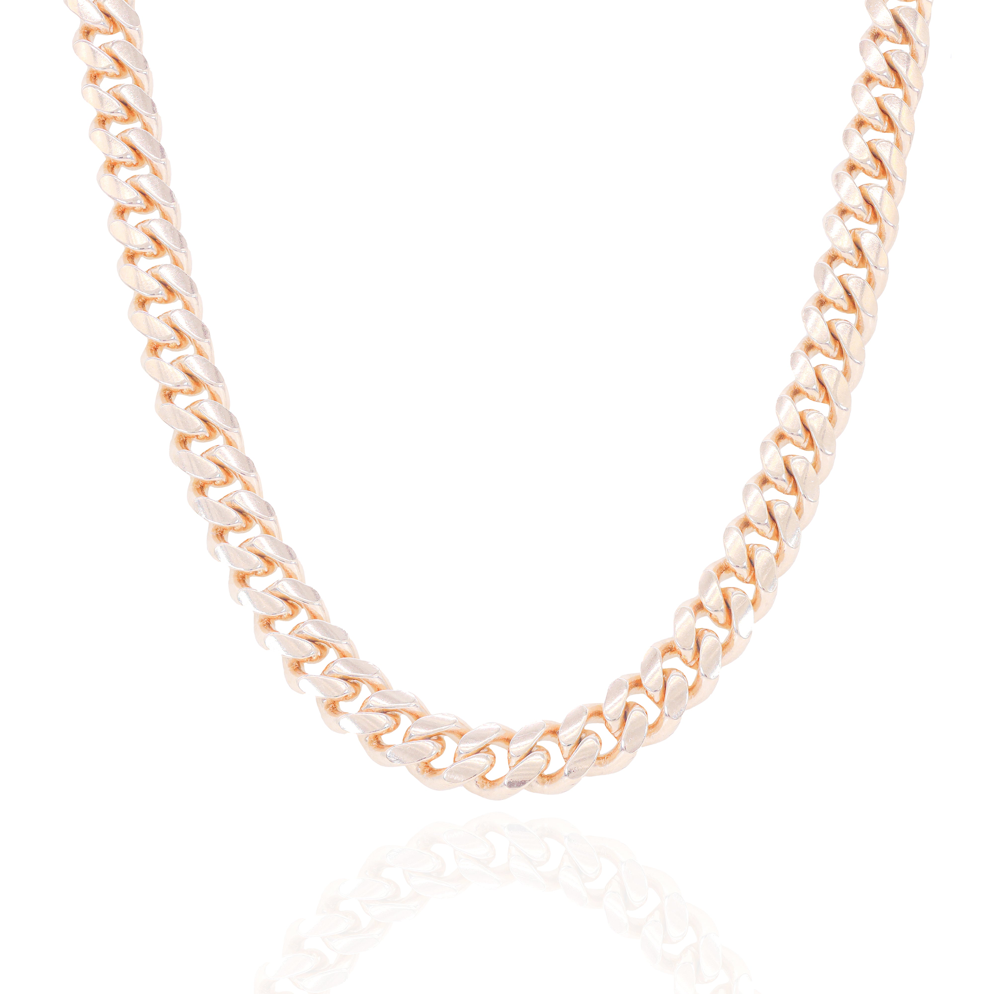 14KT Solid Miami Cuban Link Rose Gold Chain