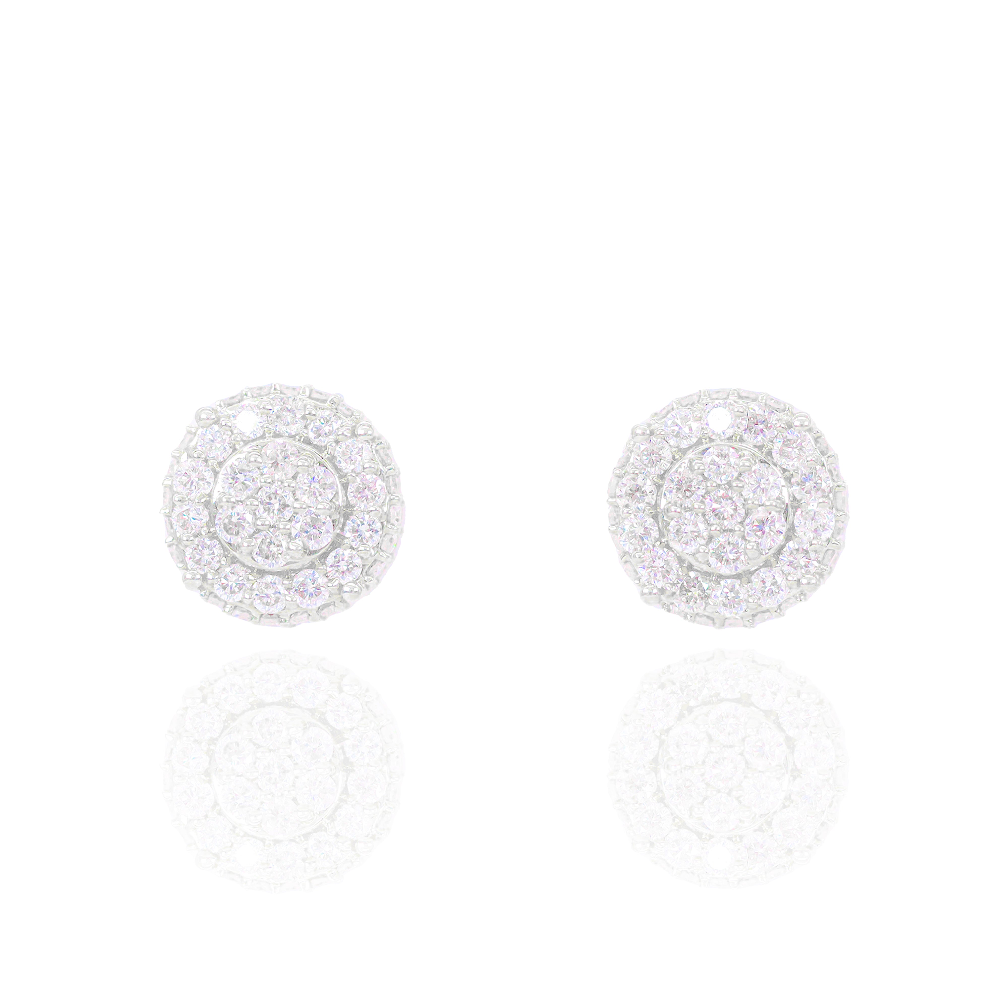 Layered Cluster Diamond Earrings w/ Diamond Sides