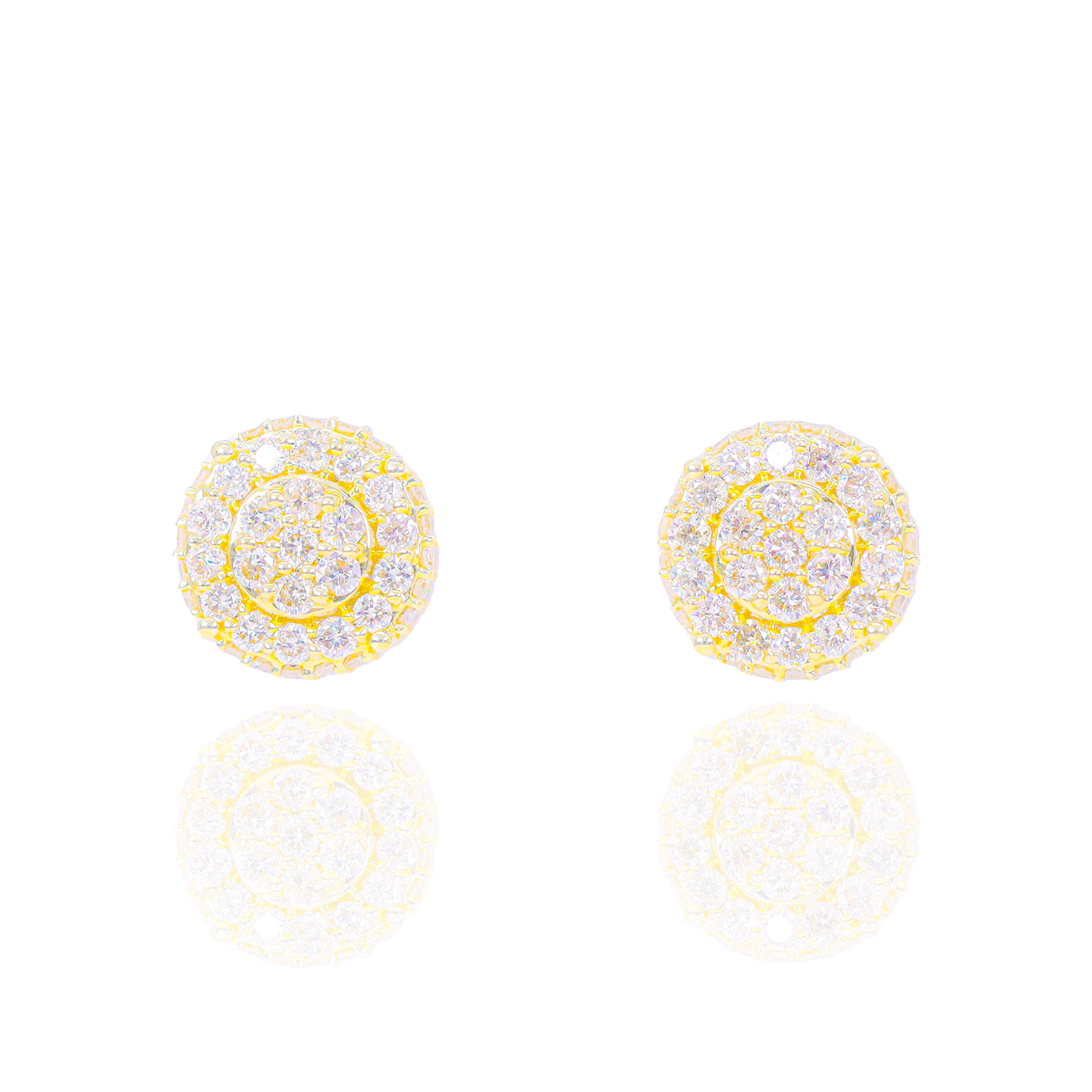 Layered Cluster Diamond Earrings w/ Diamond Sides