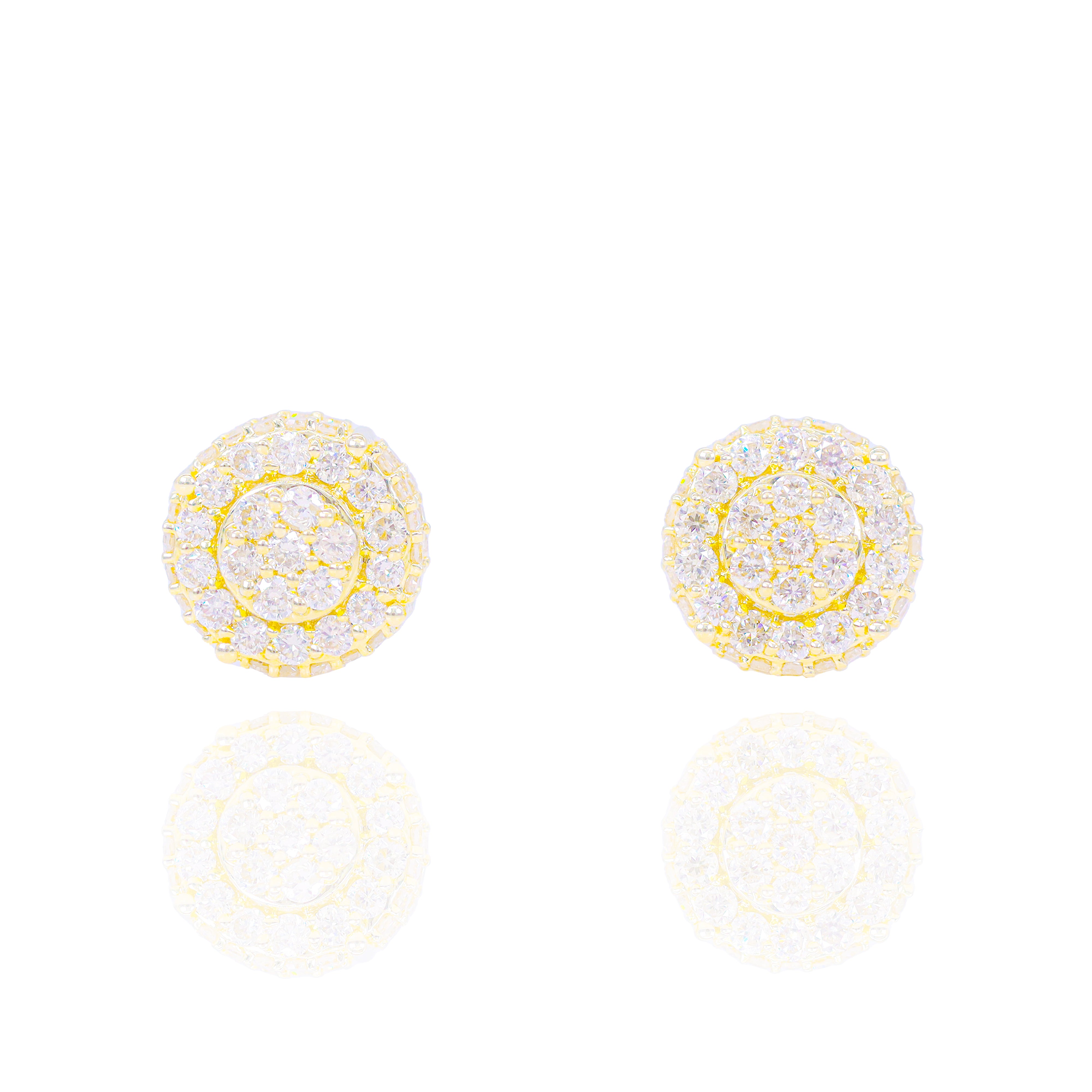 Layered Cluster Diamond Earrings w/ Diamond Sides