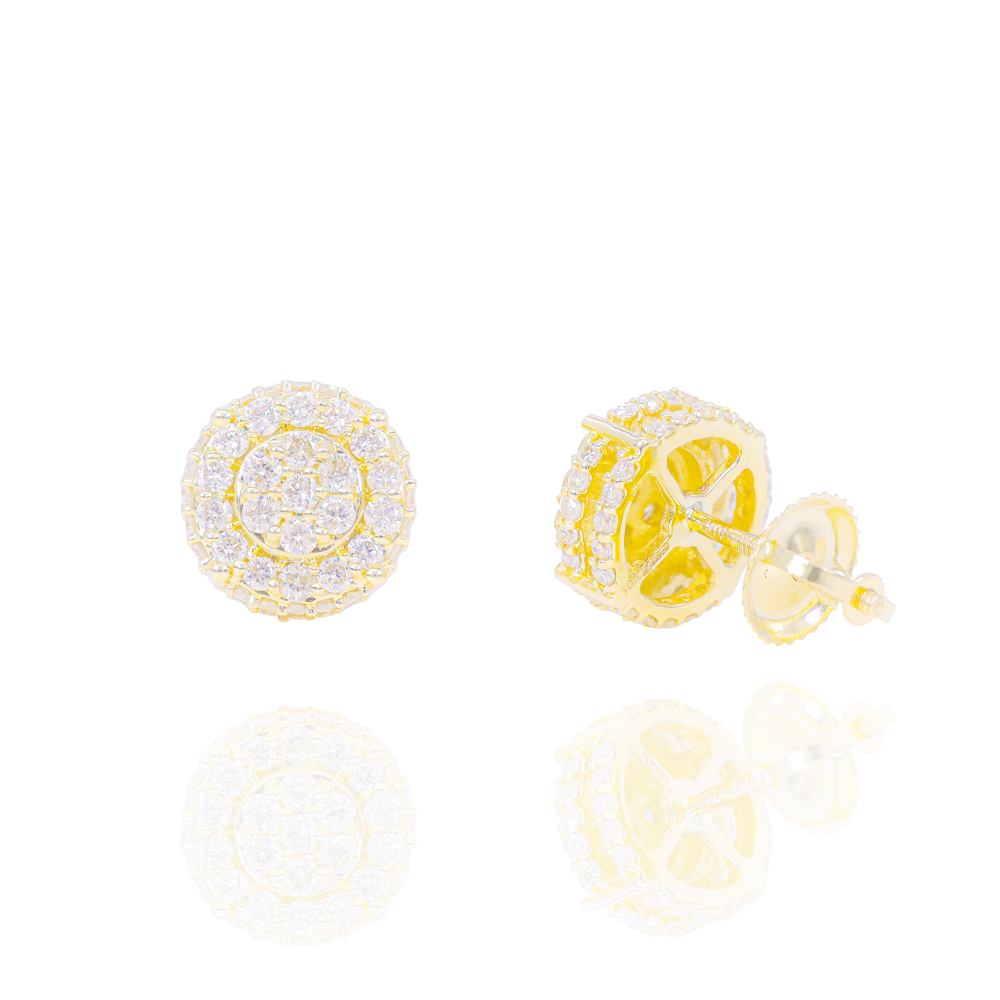 Layered Cluster Diamond Earrings w/ Diamond Sides