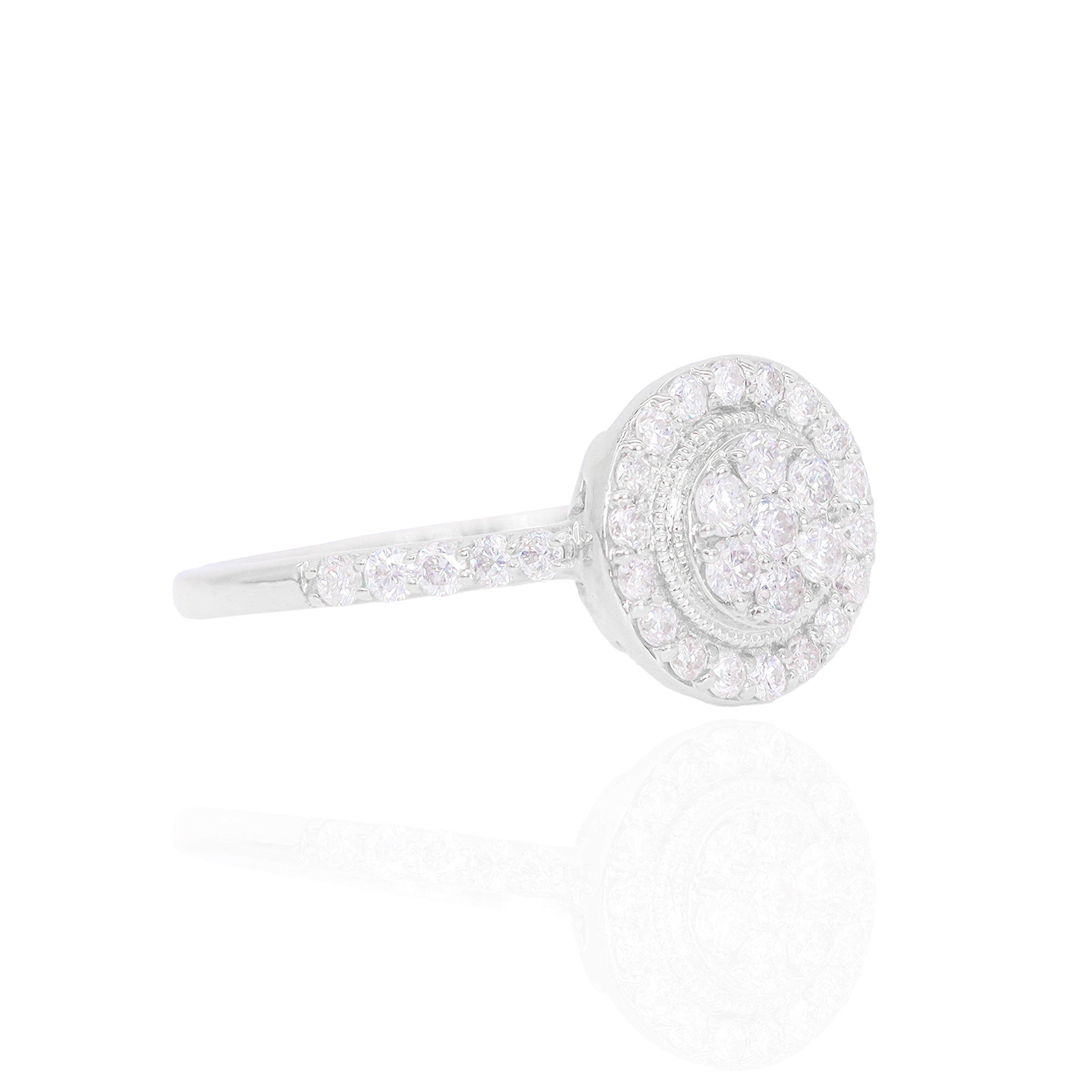 Round Shape with Diamond and Gold Halo Diamond Engagement Ring