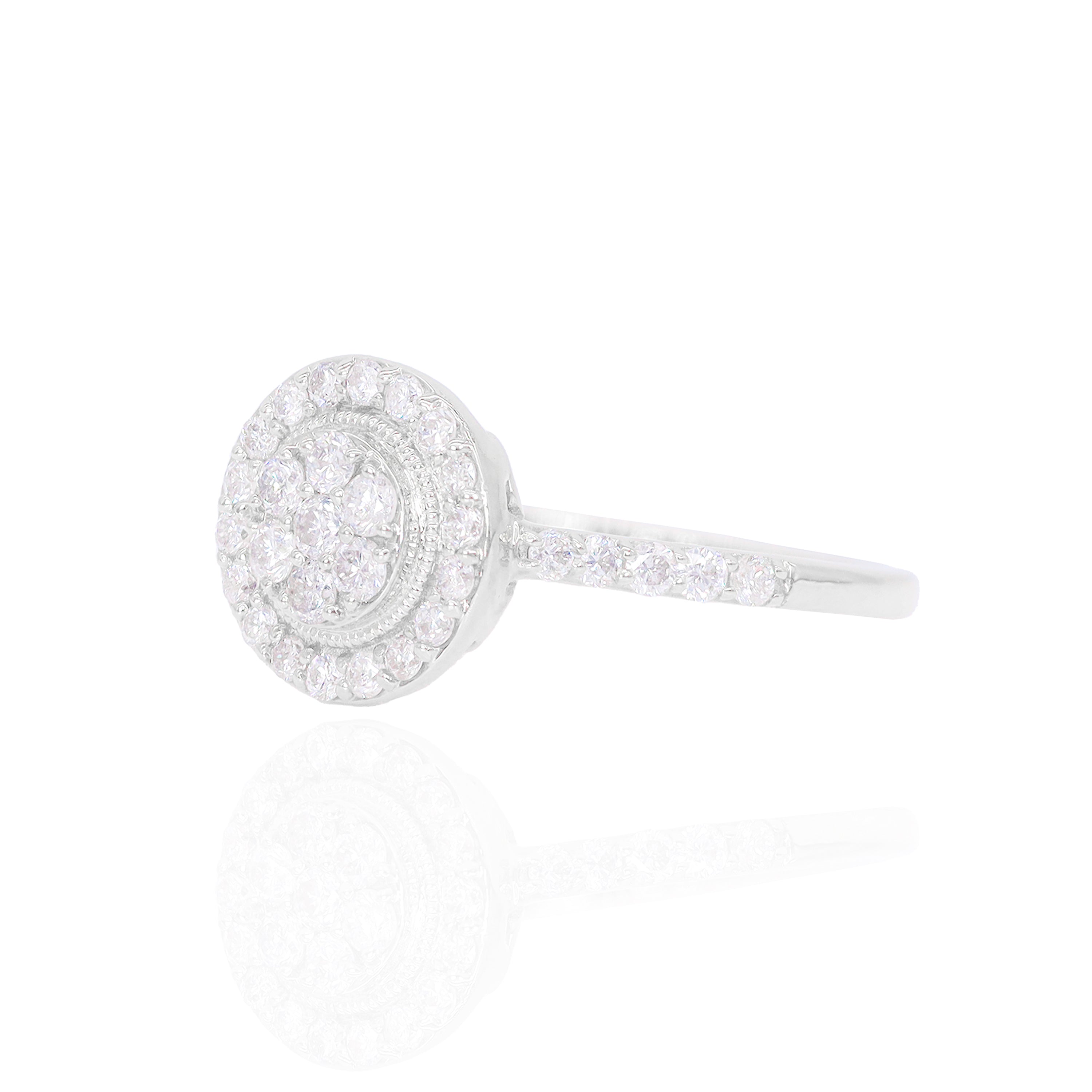 Round Shape with Diamond and Gold Halo Diamond Engagement Ring