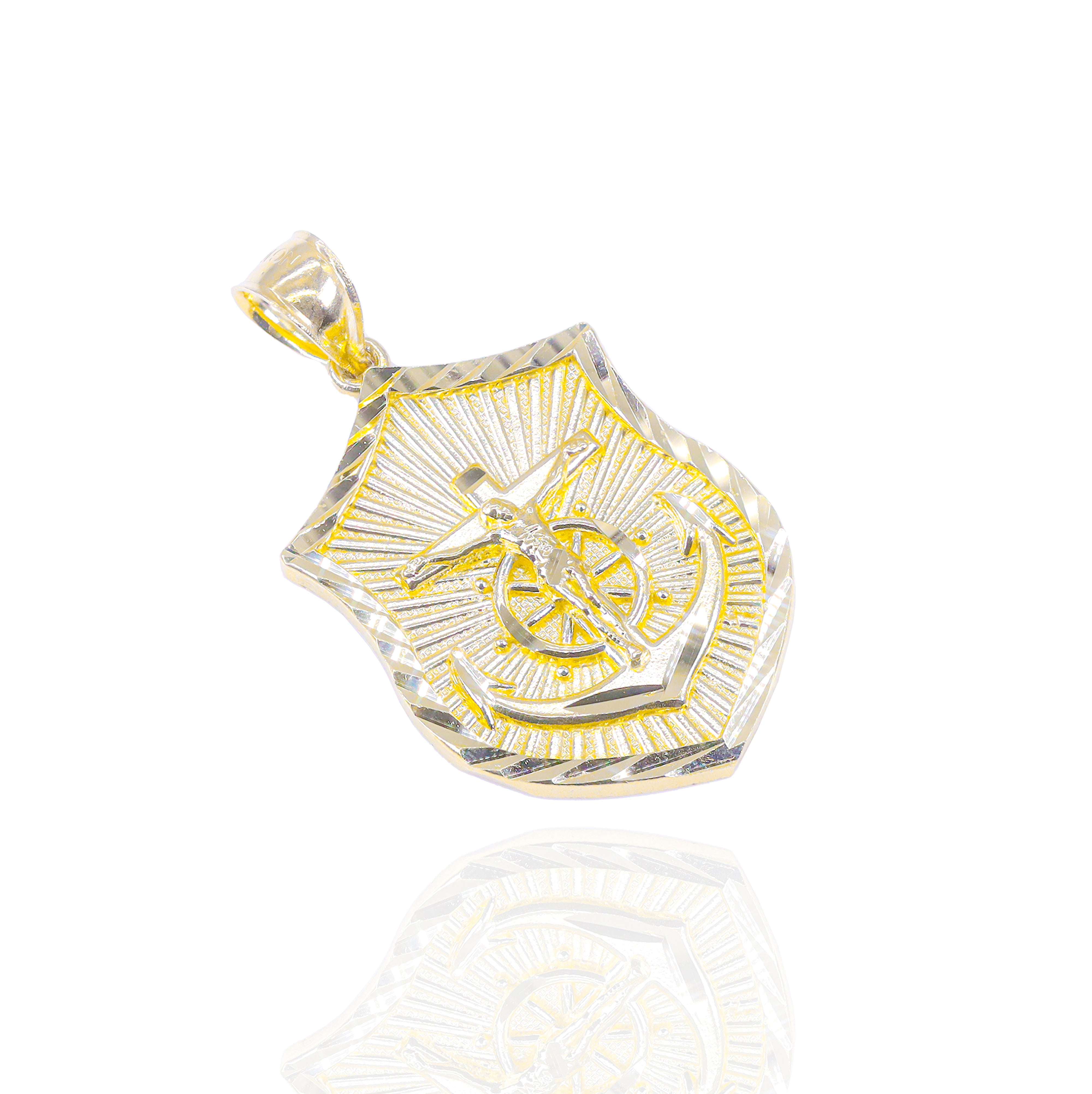 Solid Gold Anchor Badge Pendant