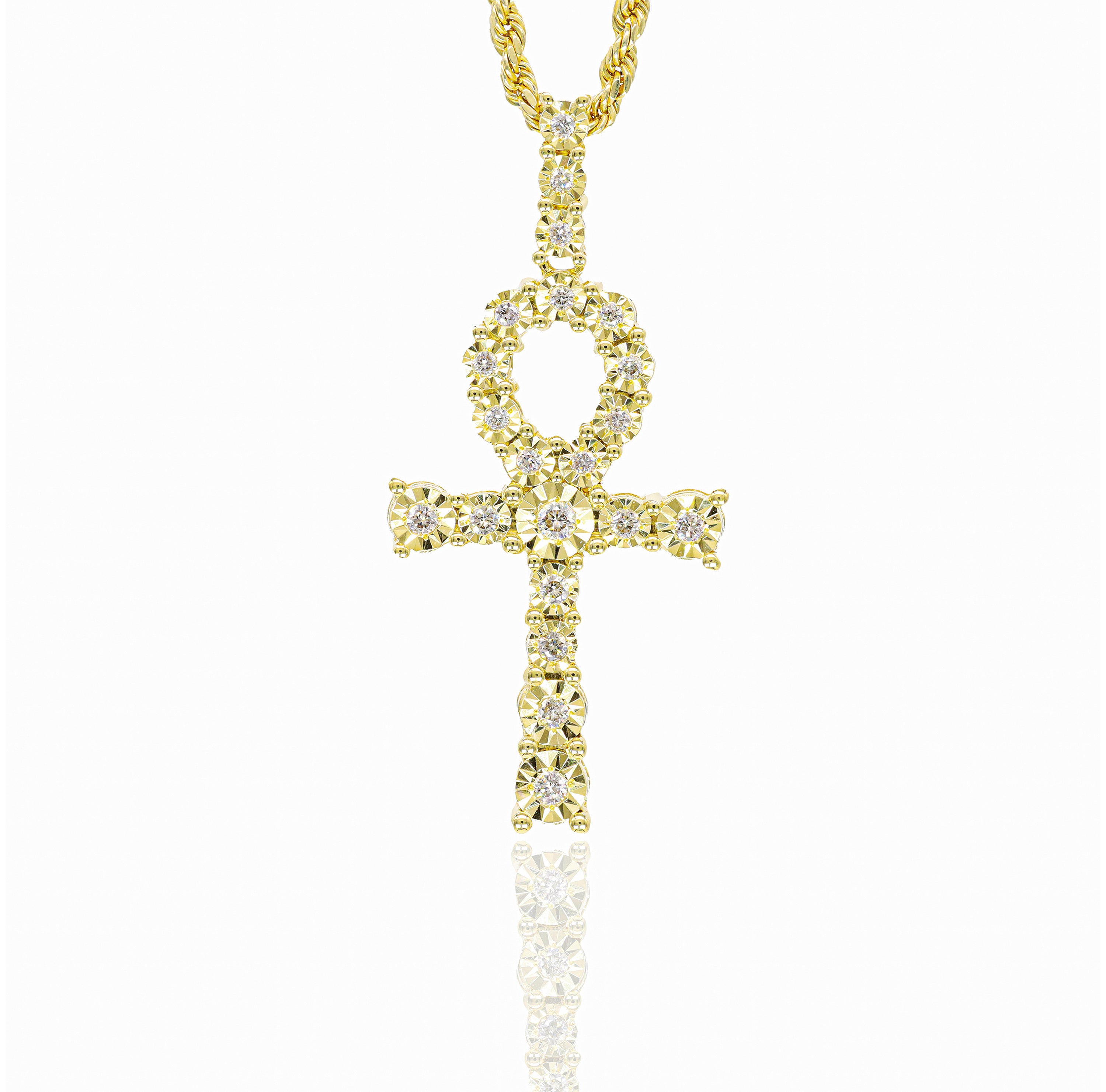 Fluted Ankh Diamond Pendant