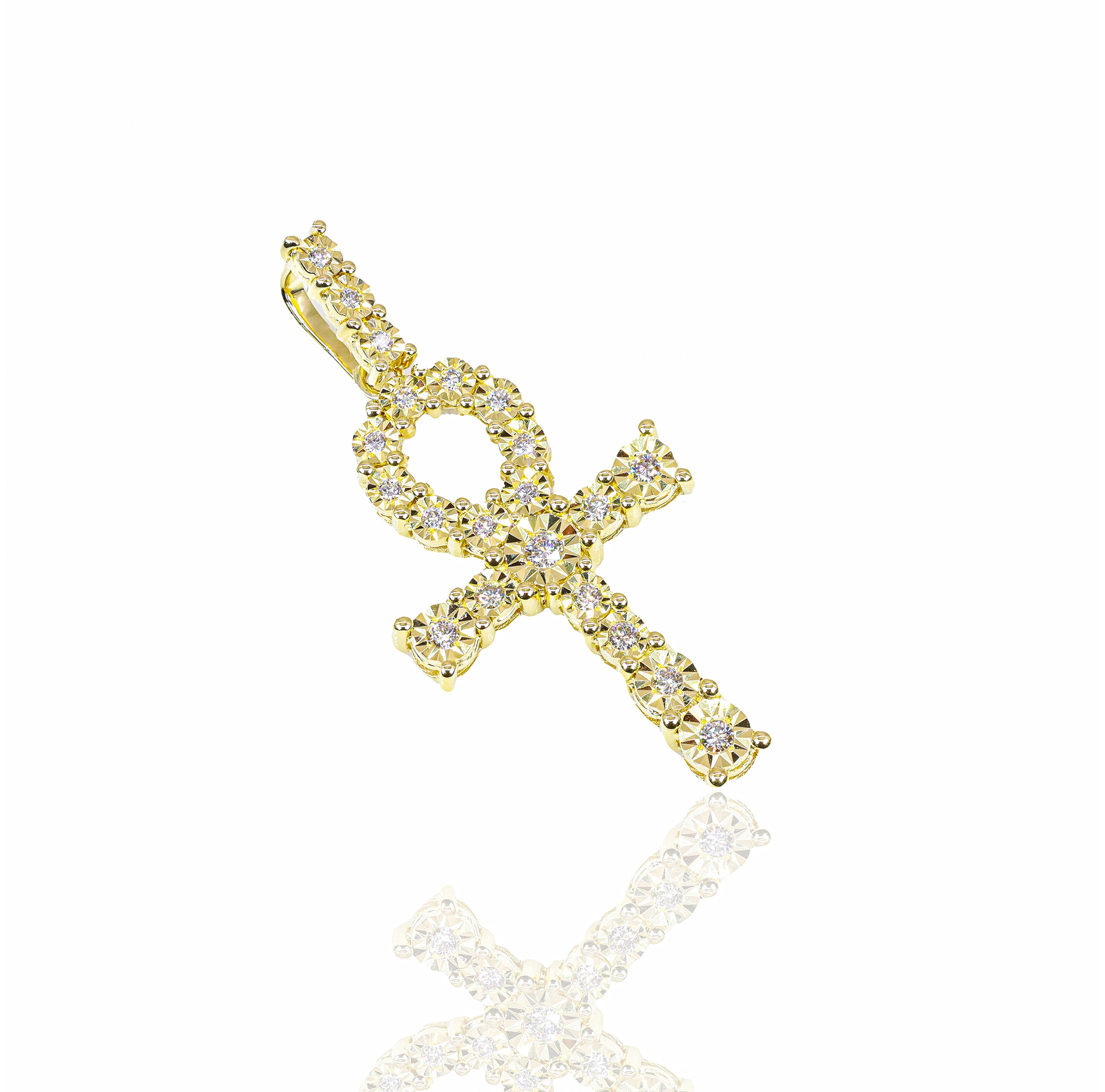 Fluted Ankh Diamond Pendant