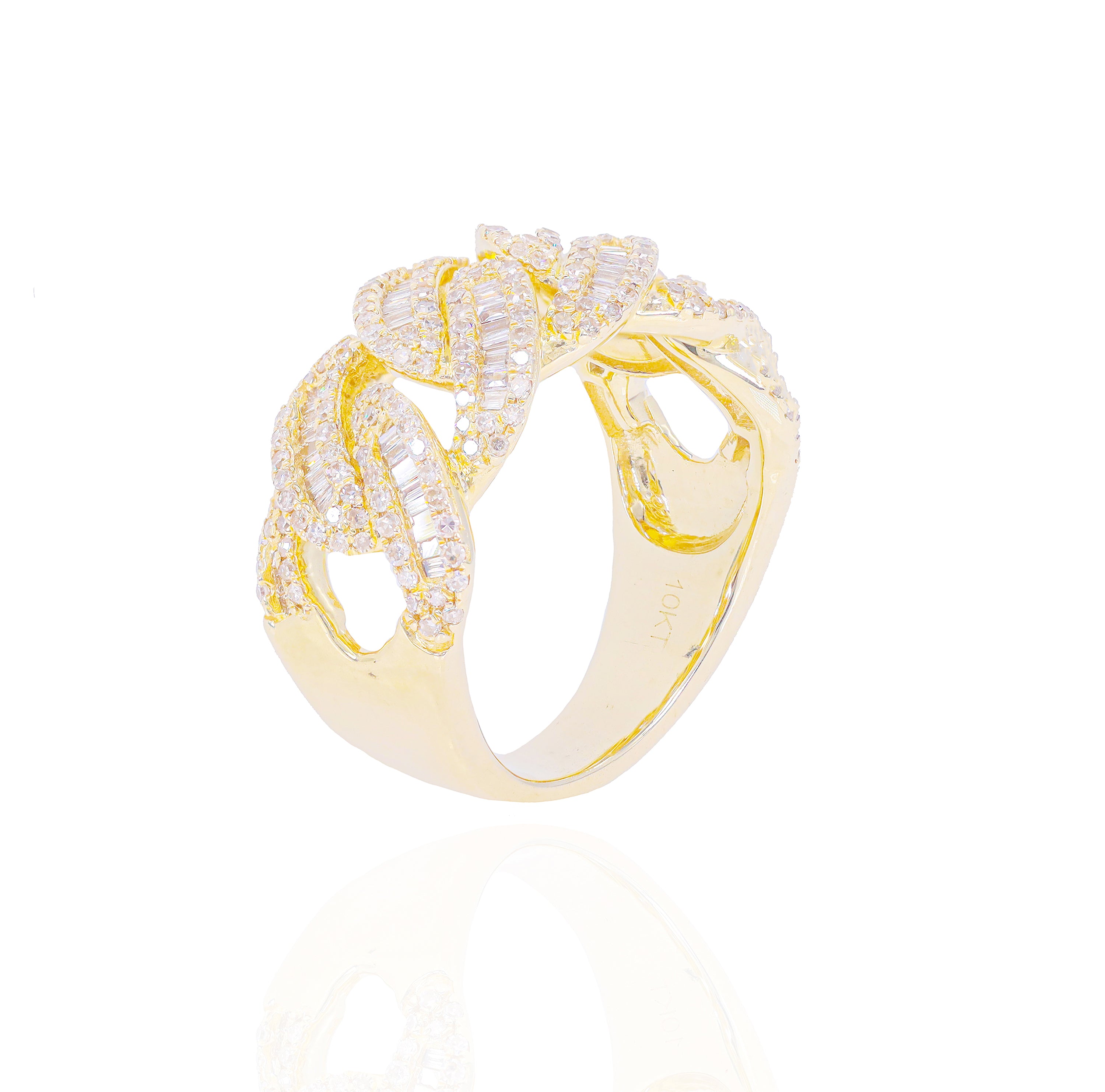 12.5mm Baguette Cuban Diamond Ring