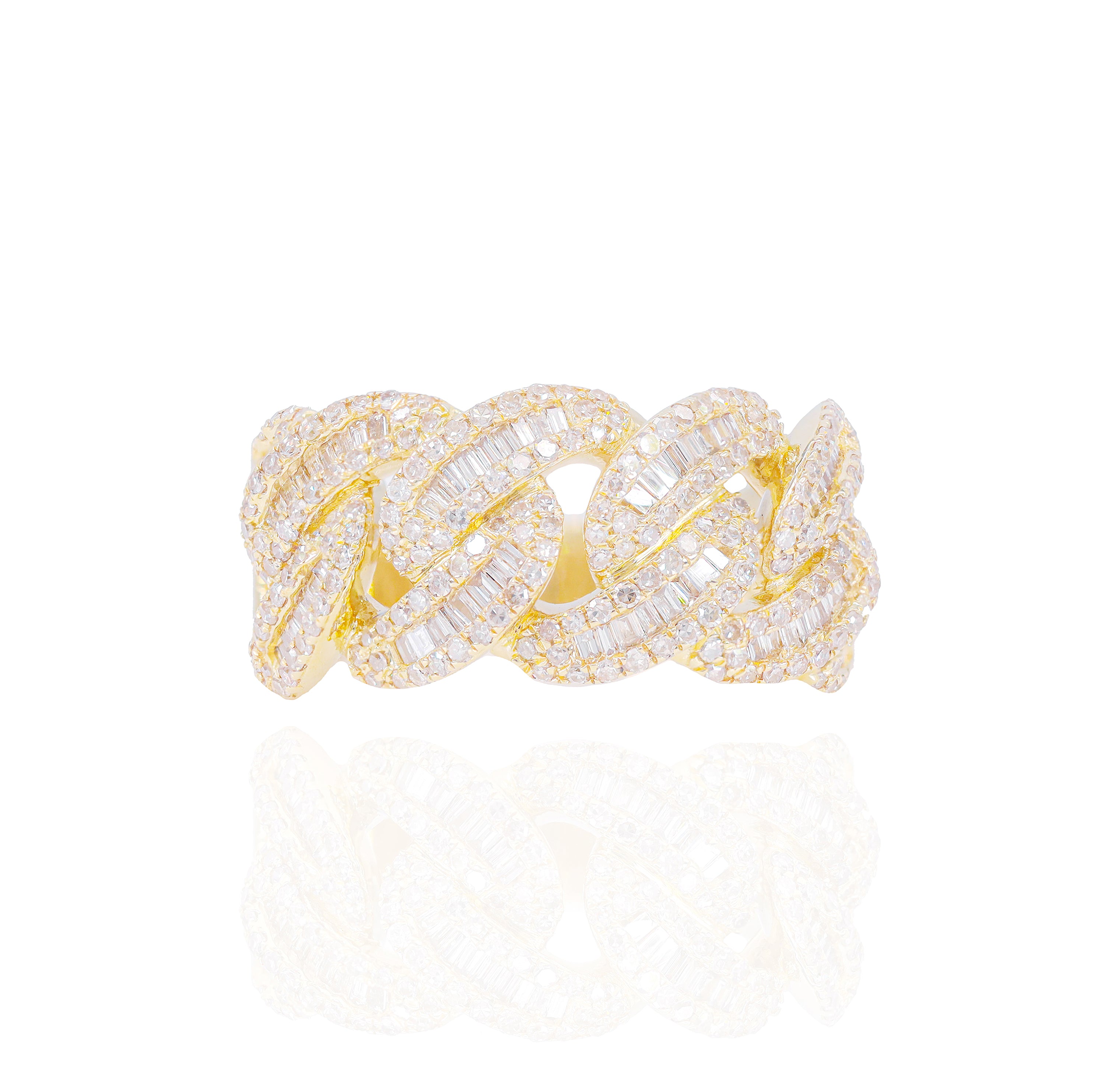 12.5mm Baguette Cuban Diamond Ring